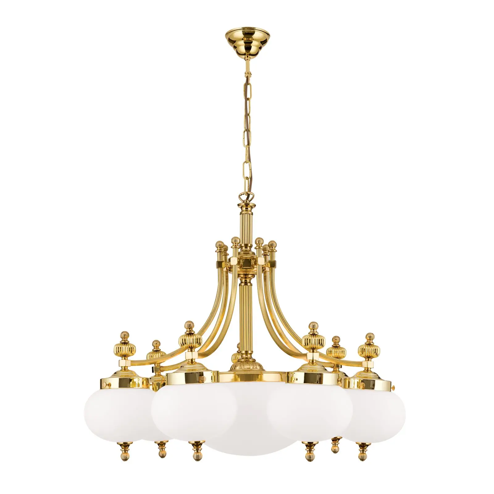 Luster WIENER NOSTALGIE, 7+1 izvora svetla, sjajni mesing, sa opal mat staklom, usmeren nadole - 4