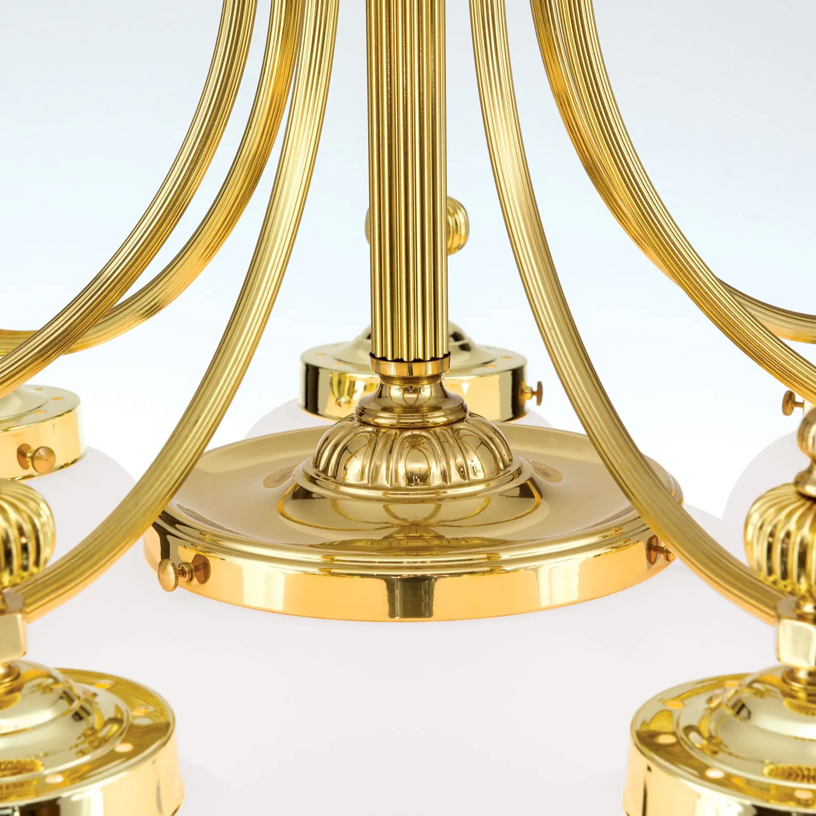 Luster WIENER NOSTALGIE, 7+1 izvora svetla, sjajni mesing, sa opal mat staklom, usmeren nadole - 6