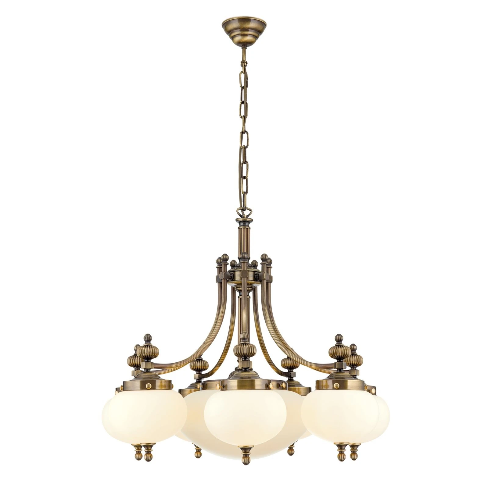 Luster WIENER NOSTALGIE, 7+1 izvora svetla, nadole, antik mesing, šampanj mat staklo - 4