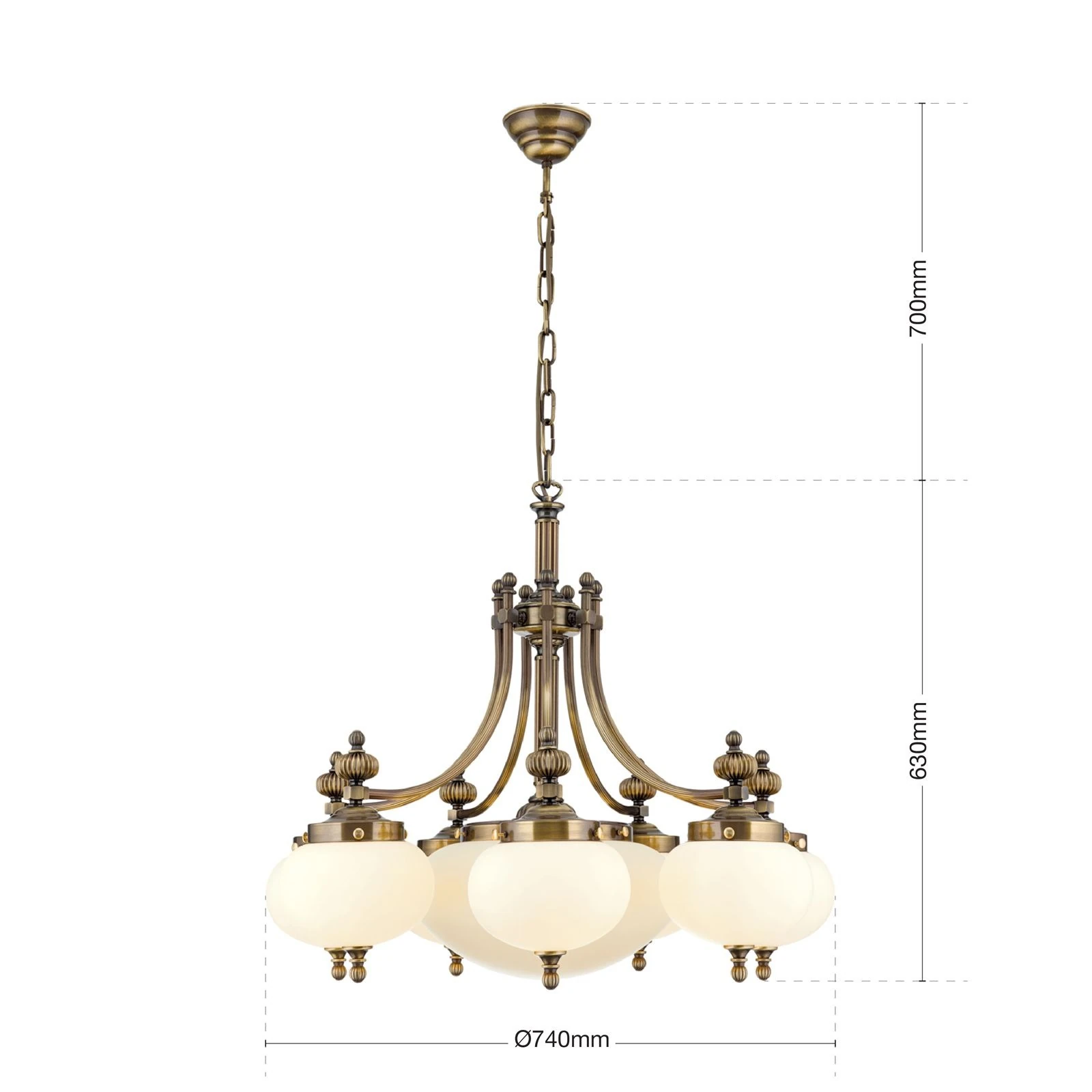 Luster WIENER NOSTALGIE, 7+1 izvora svetla, nadole, antik mesing, šampanj mat staklo - 7