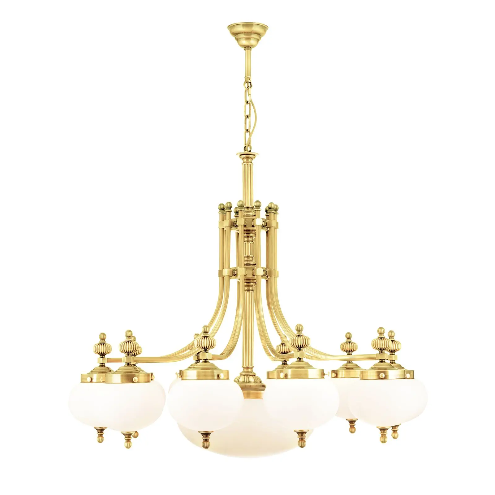 Luster WIENER NOSTALGIE, 10+1 izvora svetla, sjajni mesing, sa opal mat staklom, usmeren nadole - 3