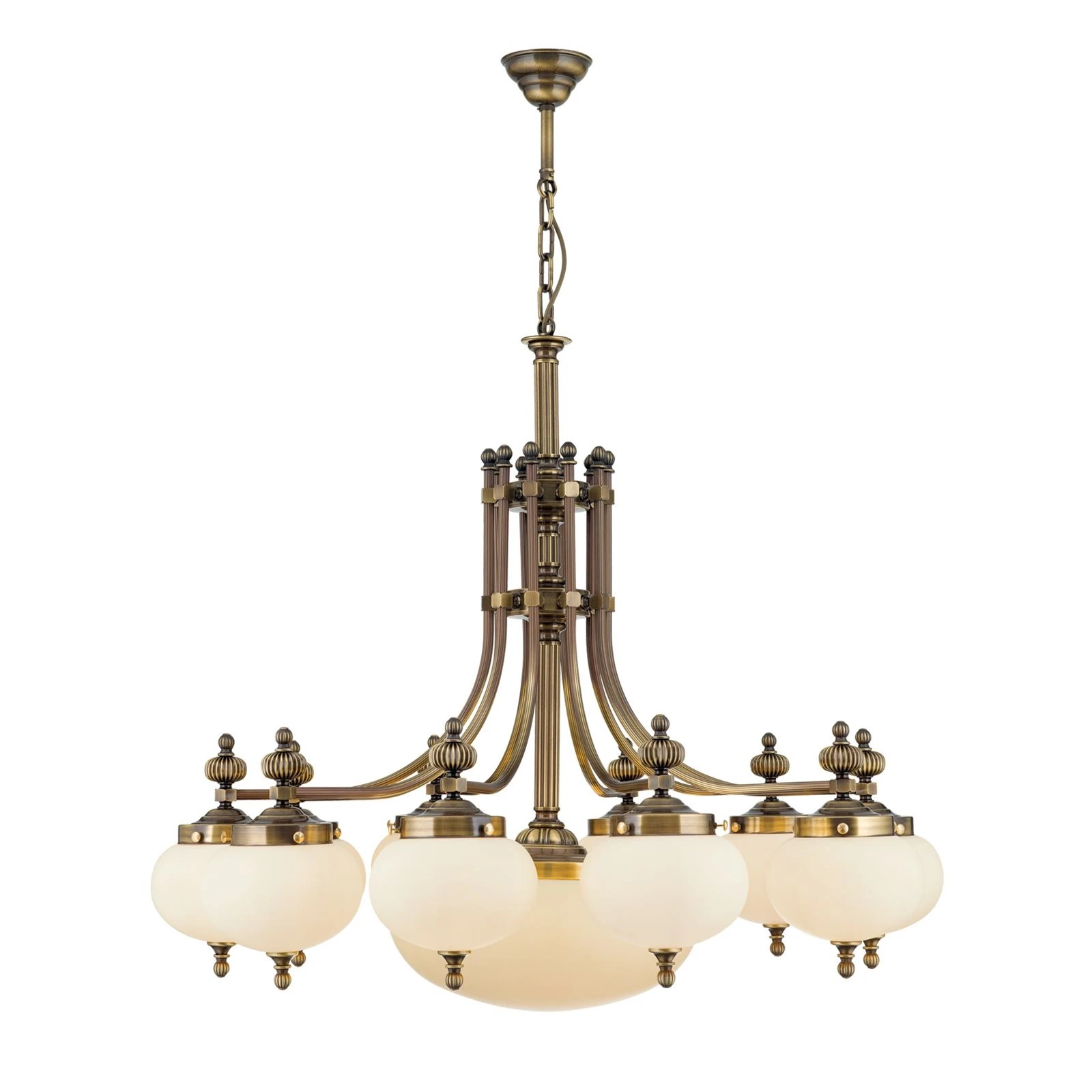 Luster WIENER NOSTALGIE, 10+1 izvora svetla, nadole, sjajni mesing, sjajni šampanj abažuri - 4