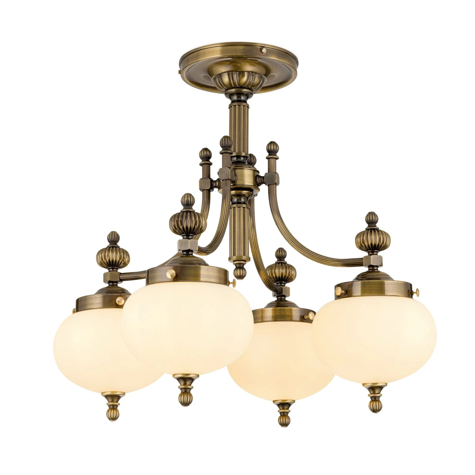 Plafonski luster WIENER NOSTALGIE, 4 izvora svetla, antik mesing, šampanj staklo - 4