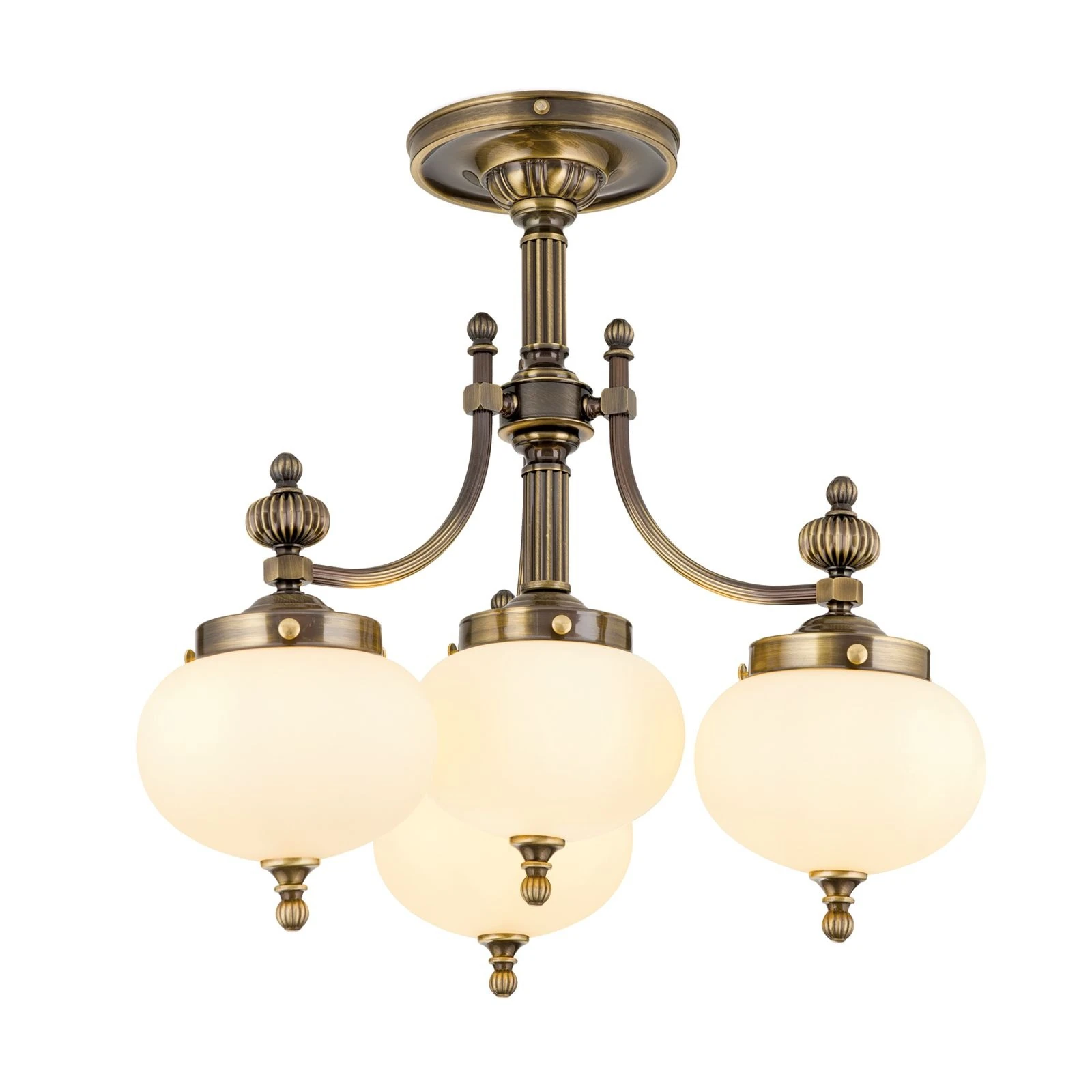 Plafonski luster WIENER NOSTALGIE, 3+1 izvora svetla, antik mesing, šampanj staklo - 4