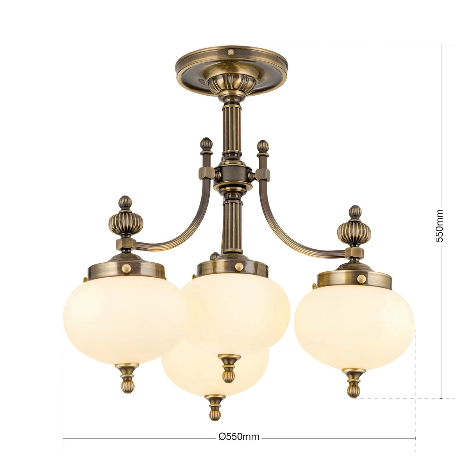 Plafonski luster WIENER NOSTALGIE, 3+1 izvora svetla, antik mesing, šampanj staklo - 7