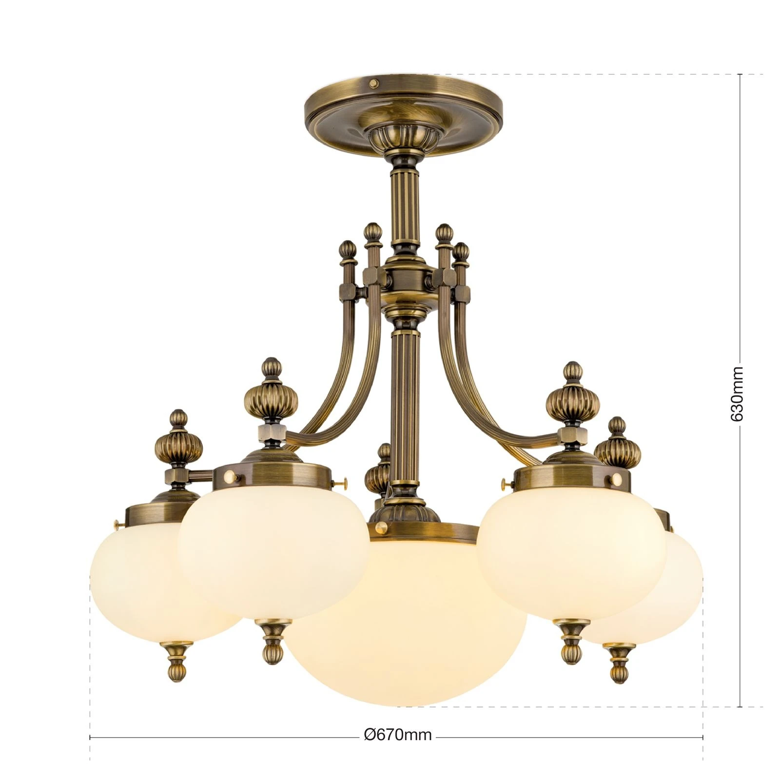 Plafonski luster WIENER NOSTALGIE, 5+1 izvora svetla, antik mesing, šampanj staklo - 7