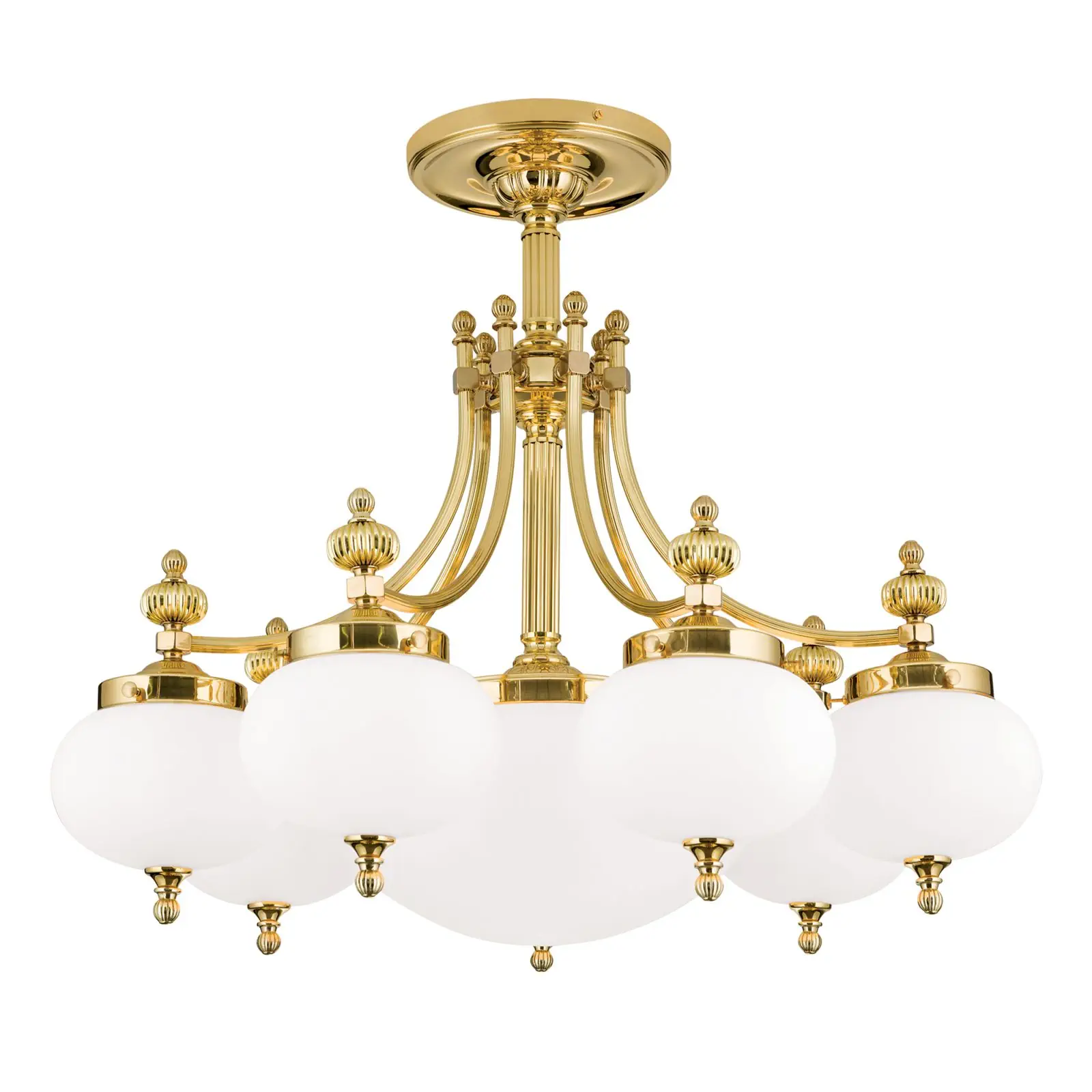 Plafonski luster WIENER NOSTALGIE, sa 7+1 izvora svetla, sjajni mesing, sa opalno mat staklom - 4