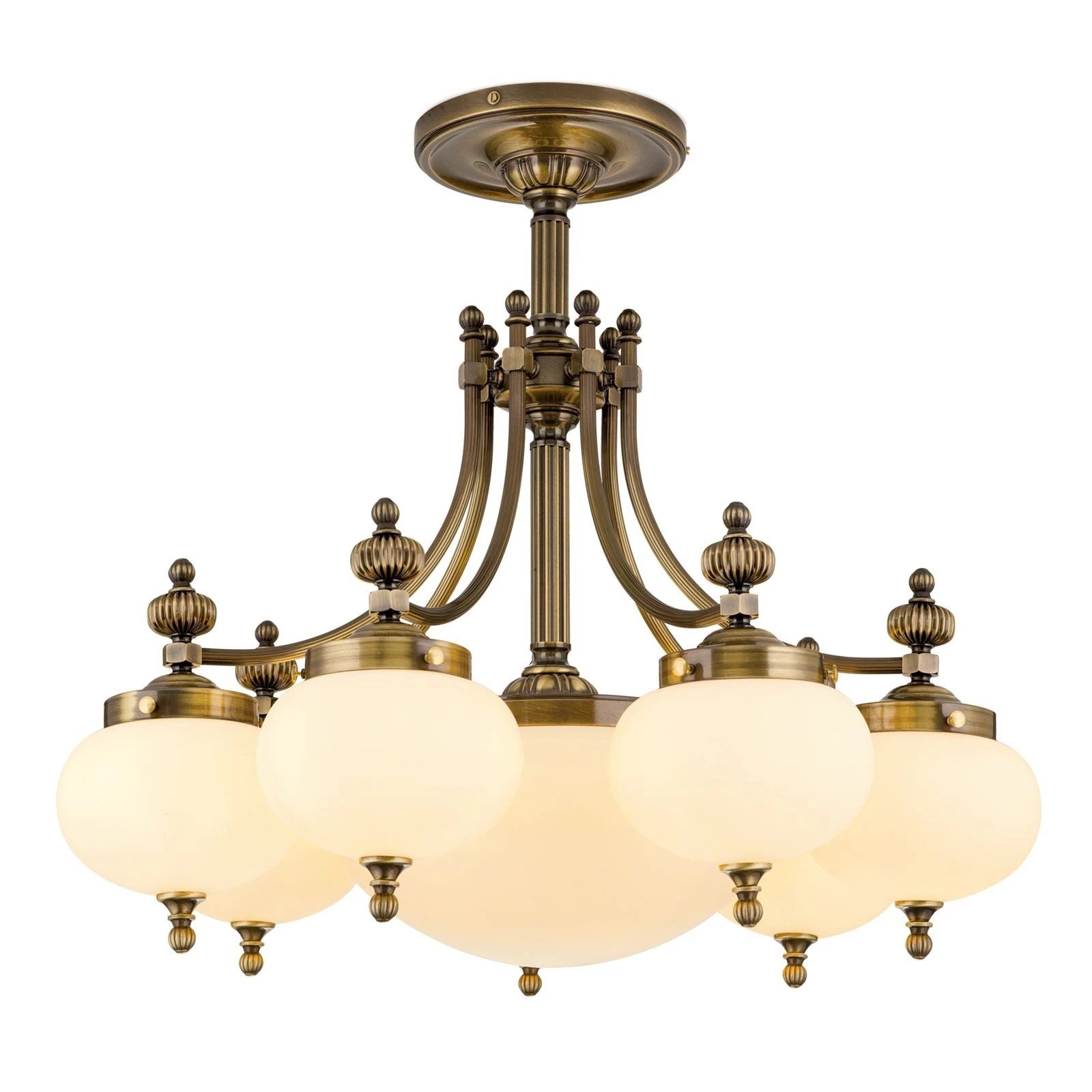 Plafonski luster WIENER NOSTALGIE, 7+1 izvora svetla, antik mesing, šampanj staklo - 4