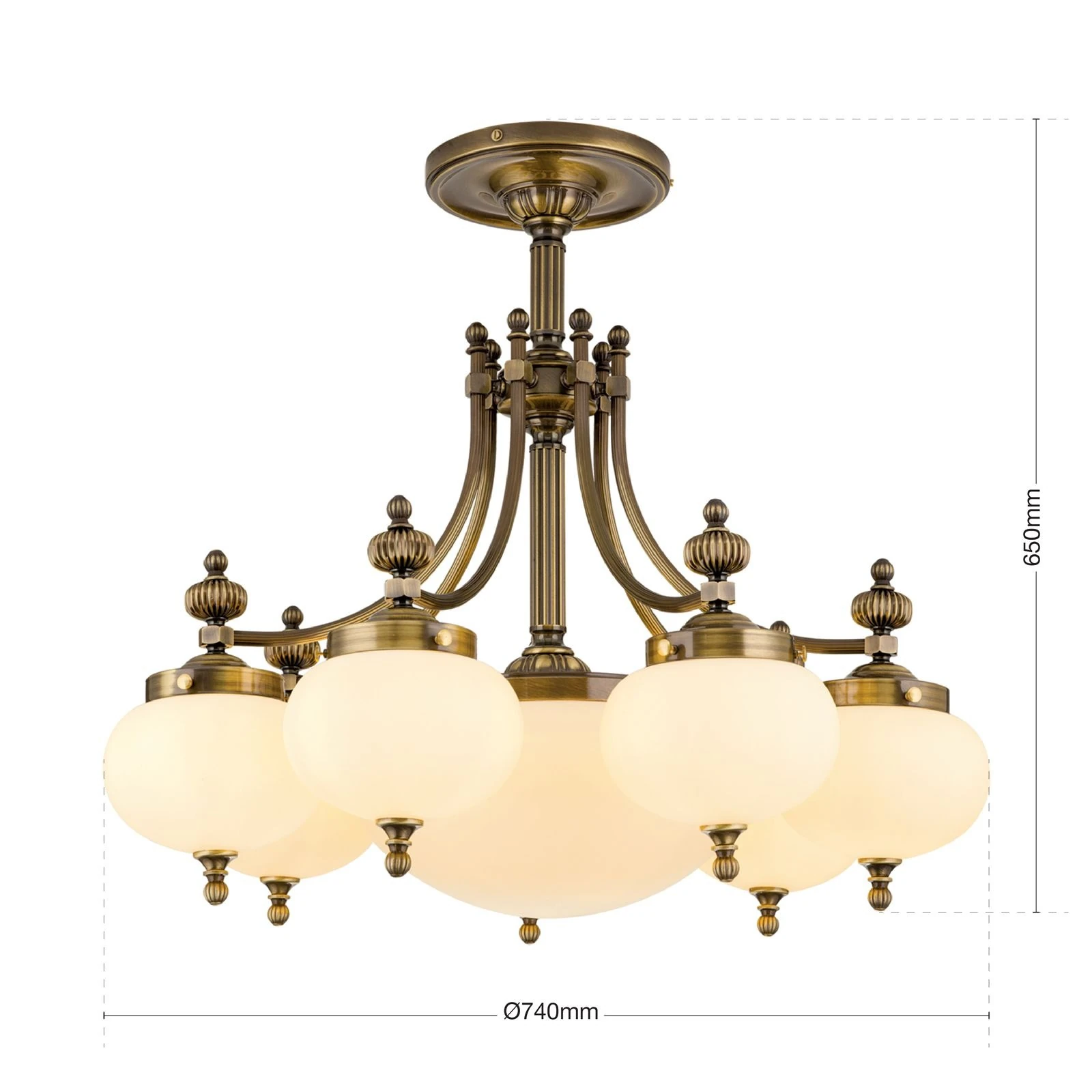 Plafonski luster WIENER NOSTALGIE, 7+1 izvora svetla, antik mesing, šampanj staklo - 7