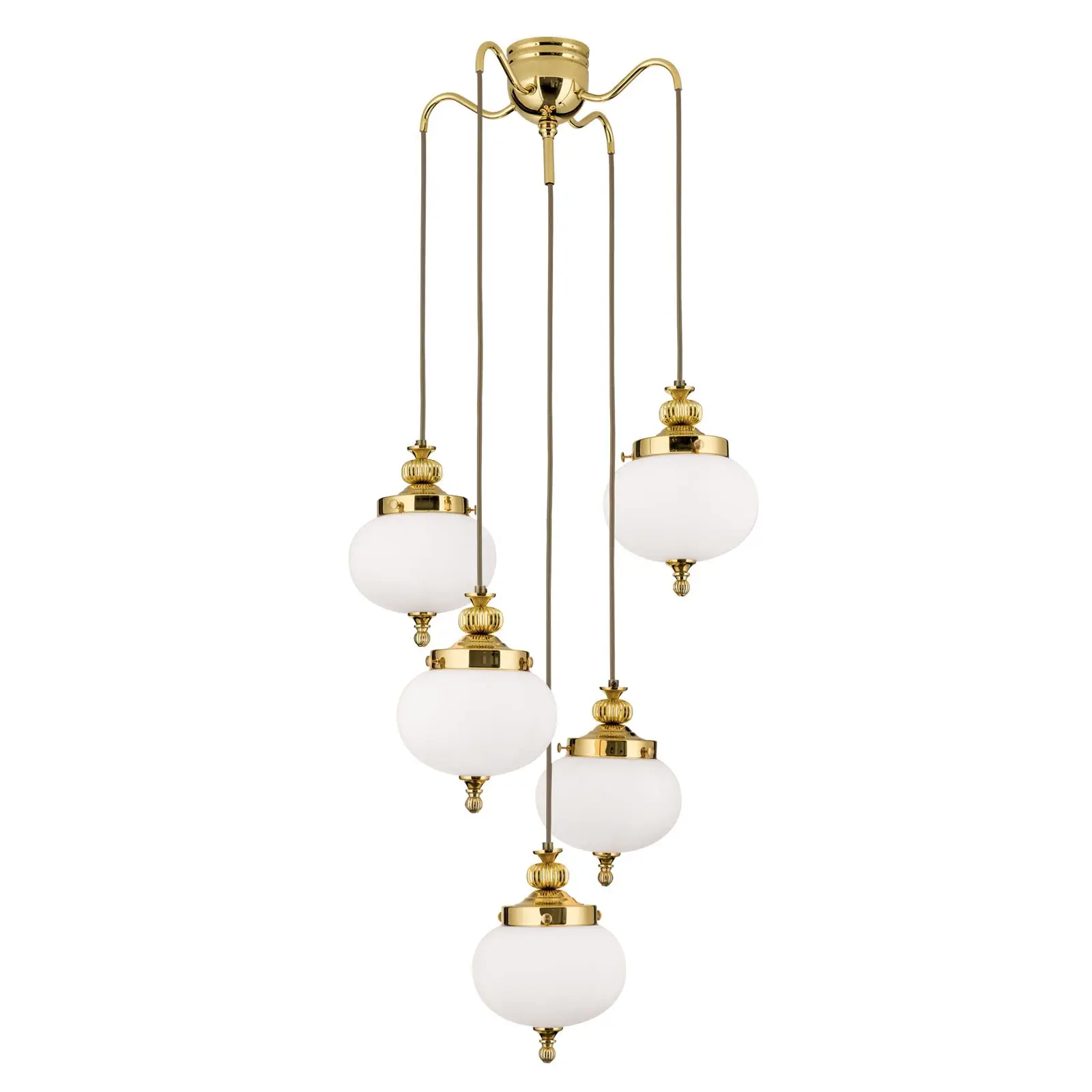 Luster WIENER NOSTALGIE, 4+1 izvora svetla, sjajni mesing, sa opal mat staklom - 4