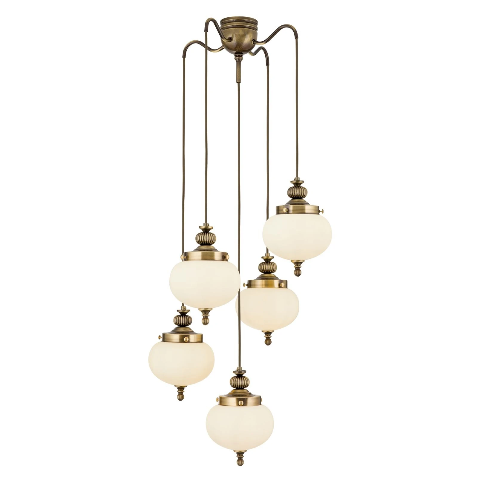 Plafonski luster WIENER NOSTALGIE, 4+1 izvora svetla, antik mesing, šampanj staklo - 4