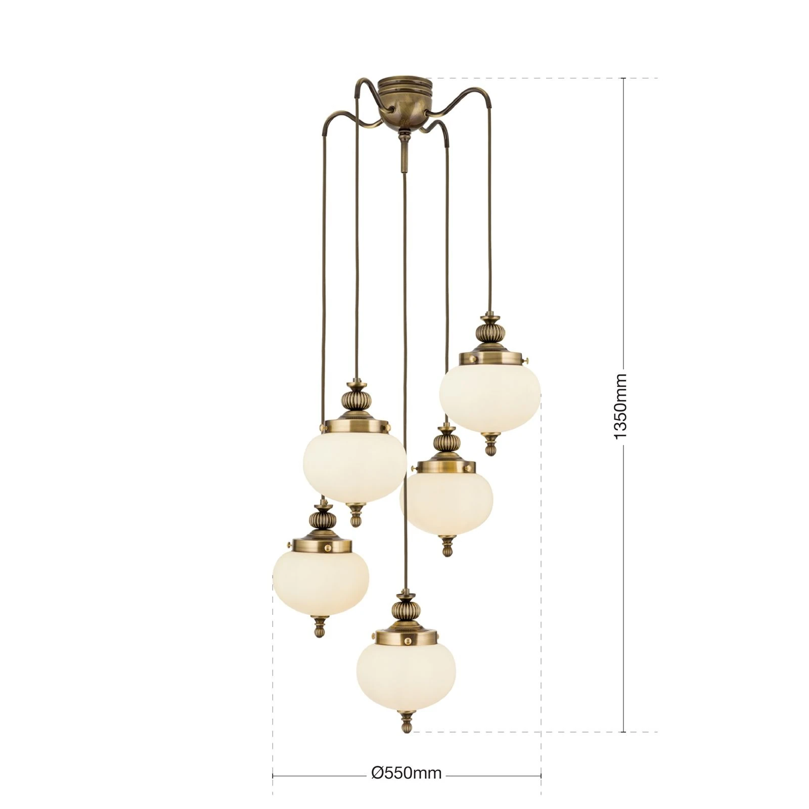 Plafonski luster WIENER NOSTALGIE, 4+1 izvora svetla, antik mesing, šampanj staklo - 7