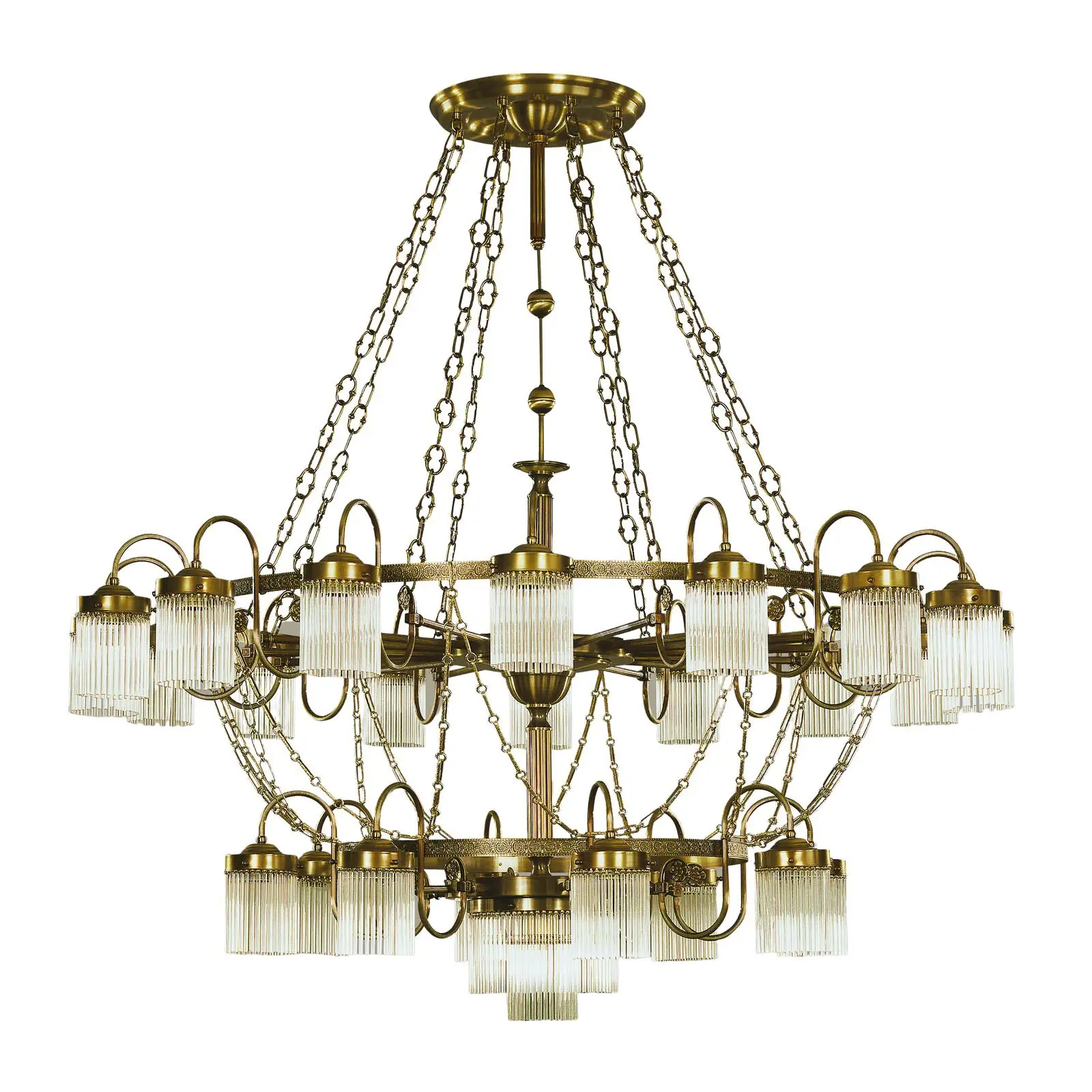 Luster STÄBCHENSERIE, 25 izvora svetla, antik mesing