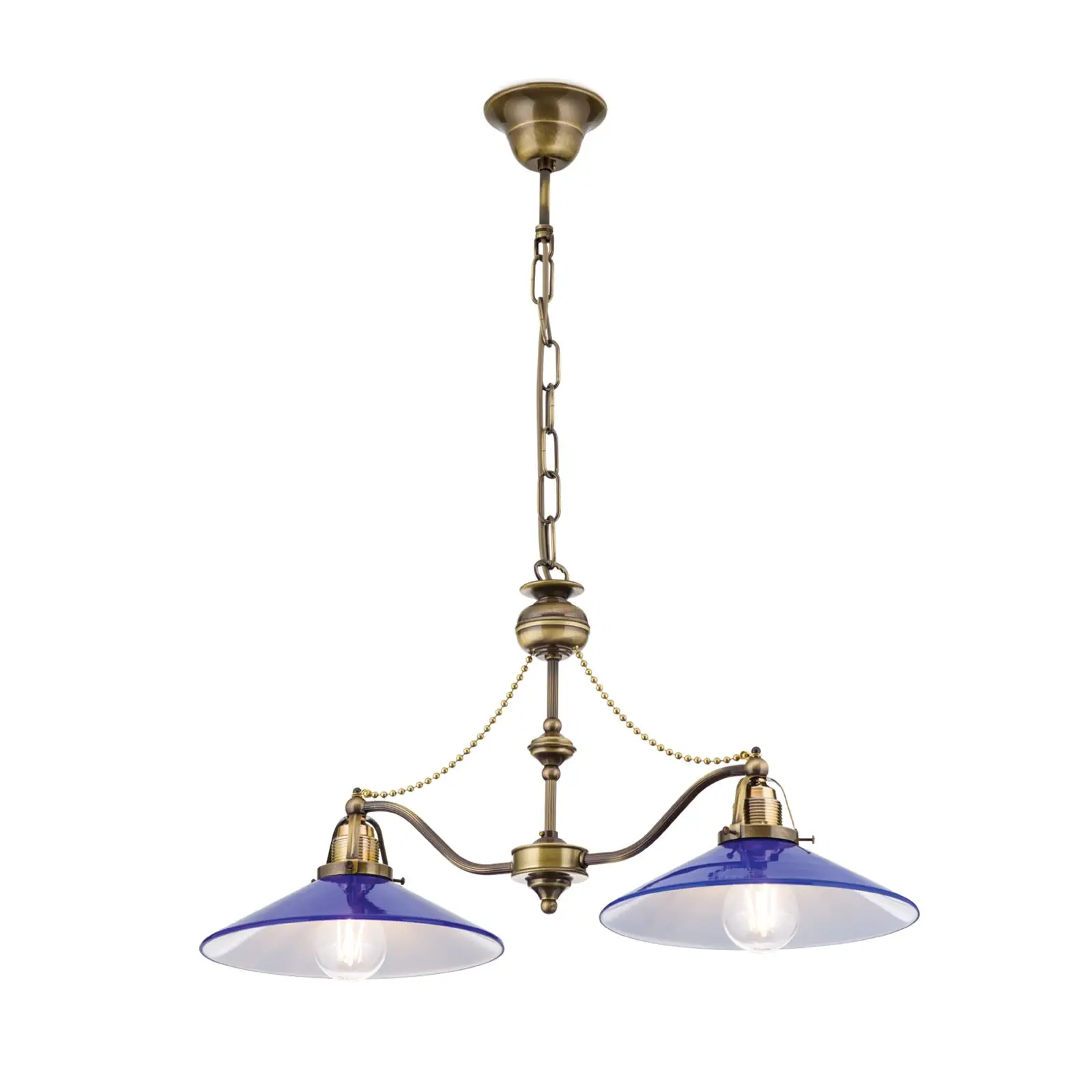 Luster ARTDESIGN, antik mesing, plavi abažuri, 2 svetlosna izvora - 4