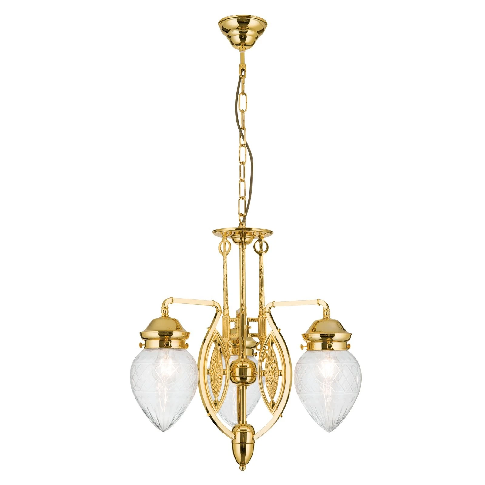 Luster BUDAPEST, 3 svetla, 24-karatno pozlaćen, providno kristalno staklo - 4
