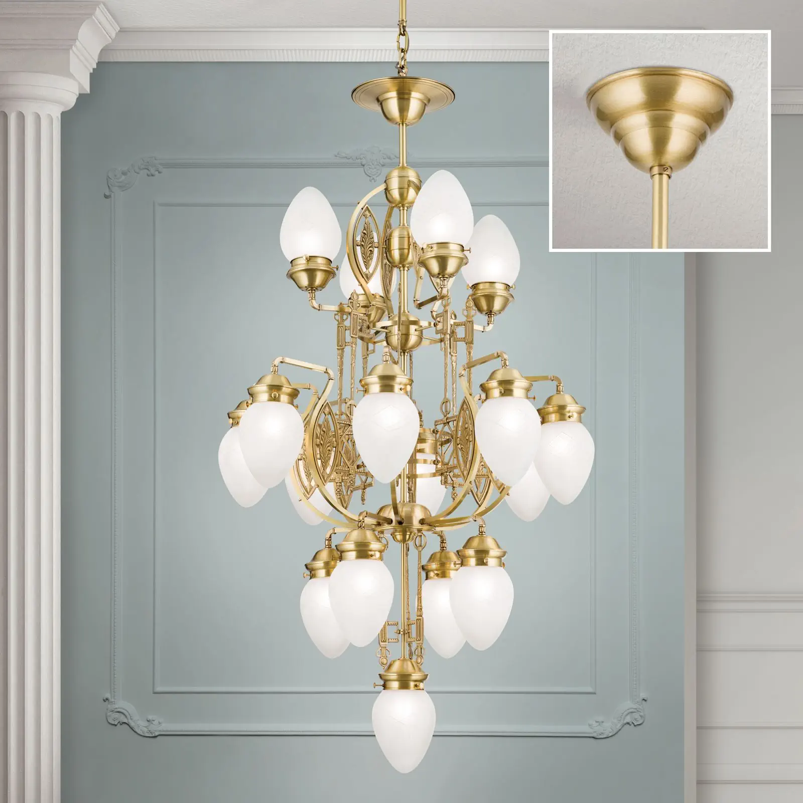 Luster BUDAPEST, 17 izvora svetla, bronza, sa prozirnim mat staklom - 2