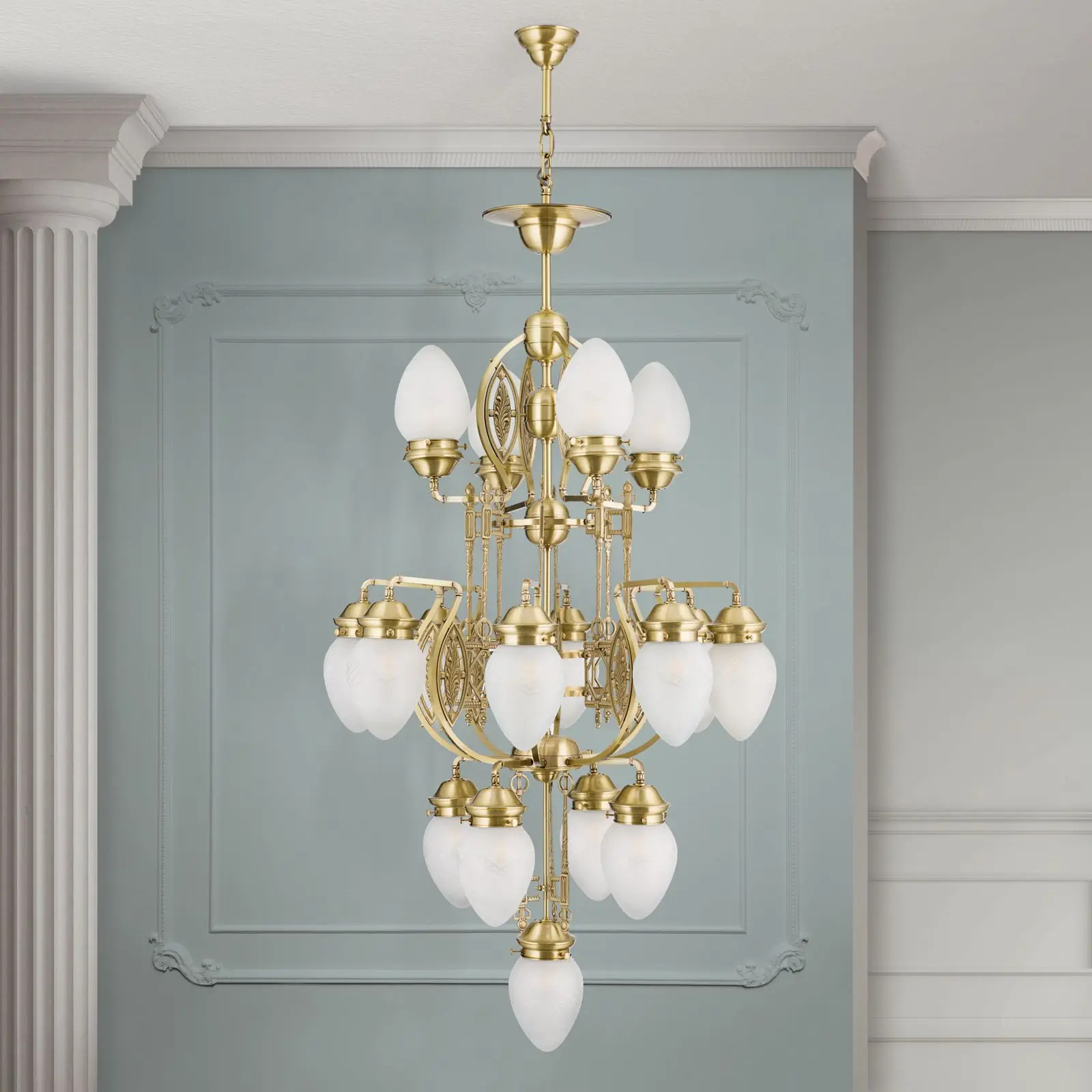 Luster BUDAPEST, 17 izvora svetla, bronza, sa prozirnim mat staklom - 3