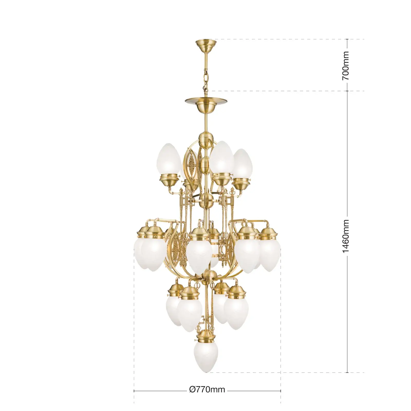 Luster BUDAPEST, 17 izvora svetla, bronza, sa prozirnim mat staklom - 7