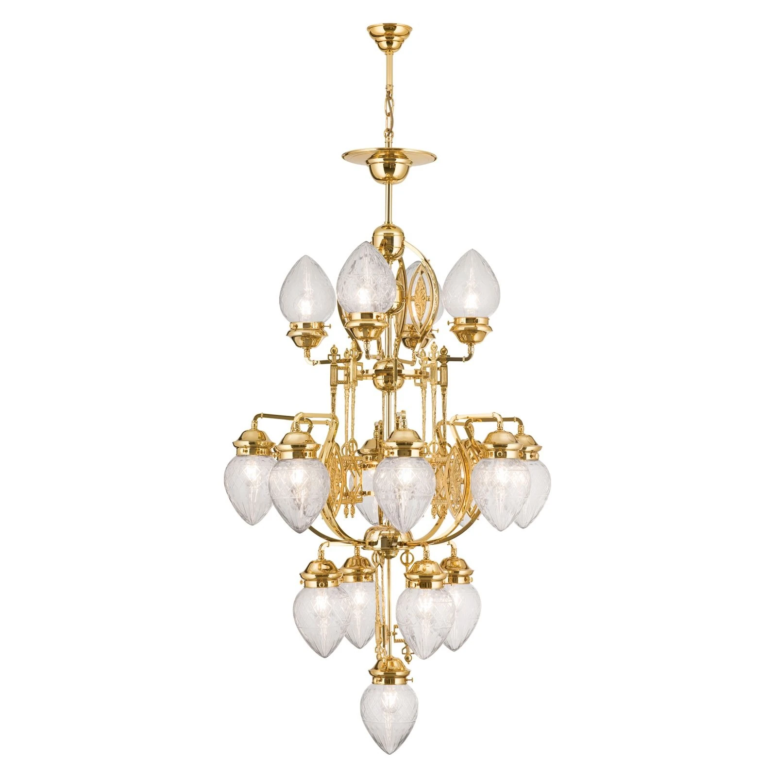 Luster BUDAPEST, 17 izvora svetla, 24-karatno pozlaćen, providno kristalno staklo - 4
