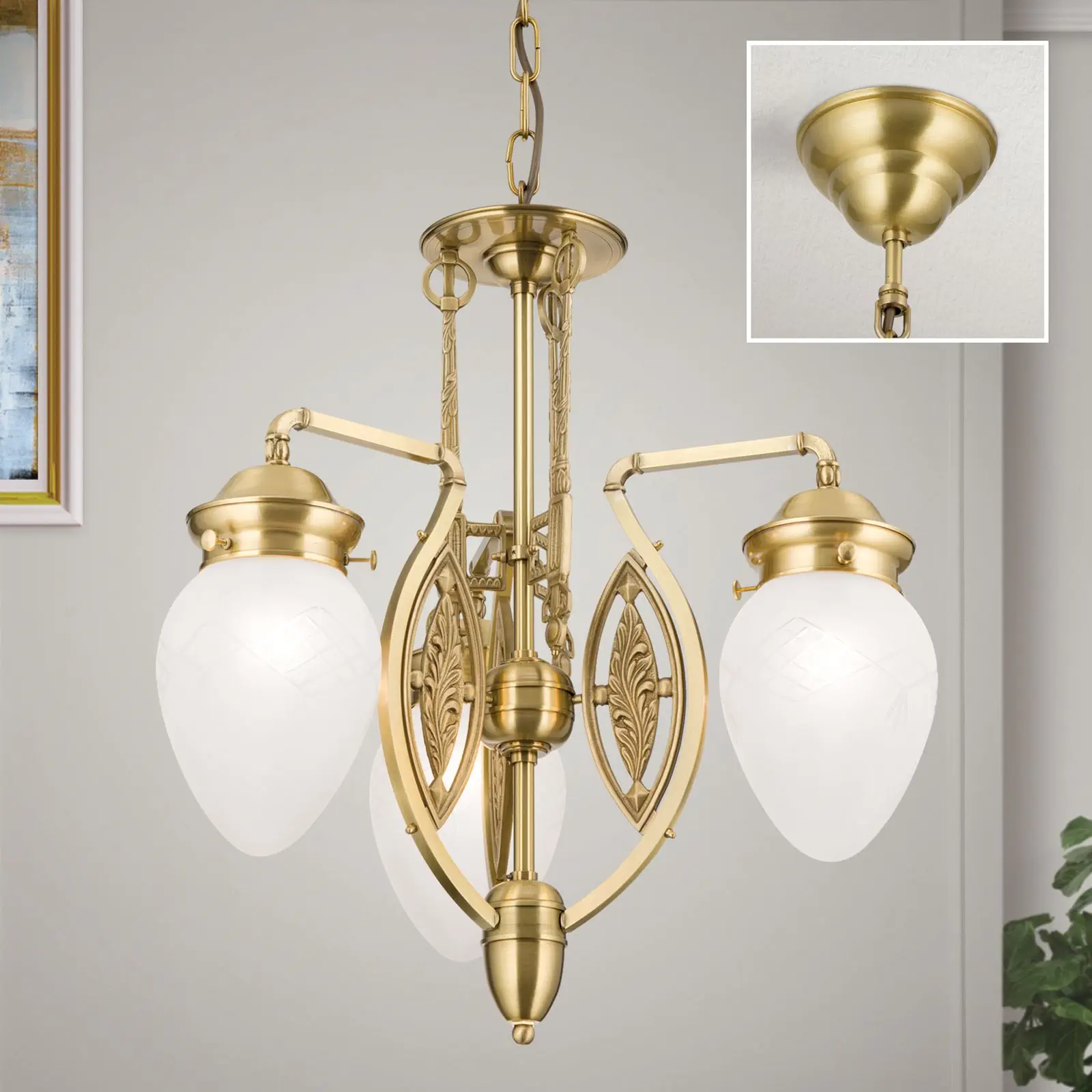 Luster BUDAPEST, 3 izvora svetla, bronza, sa prozirnim mat staklima - 2