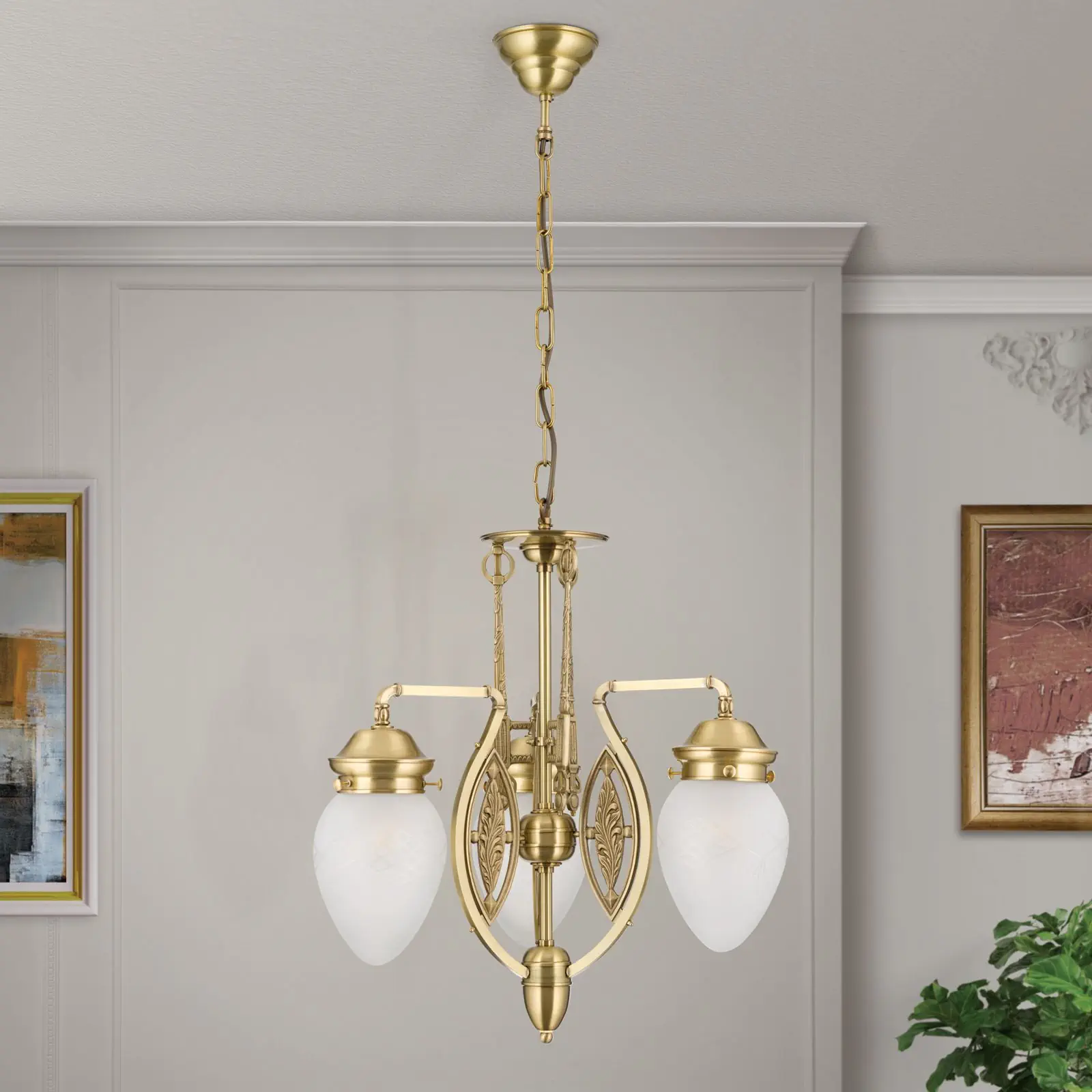 Luster BUDAPEST, 3 izvora svetla, bronza, sa prozirnim mat staklima - 3