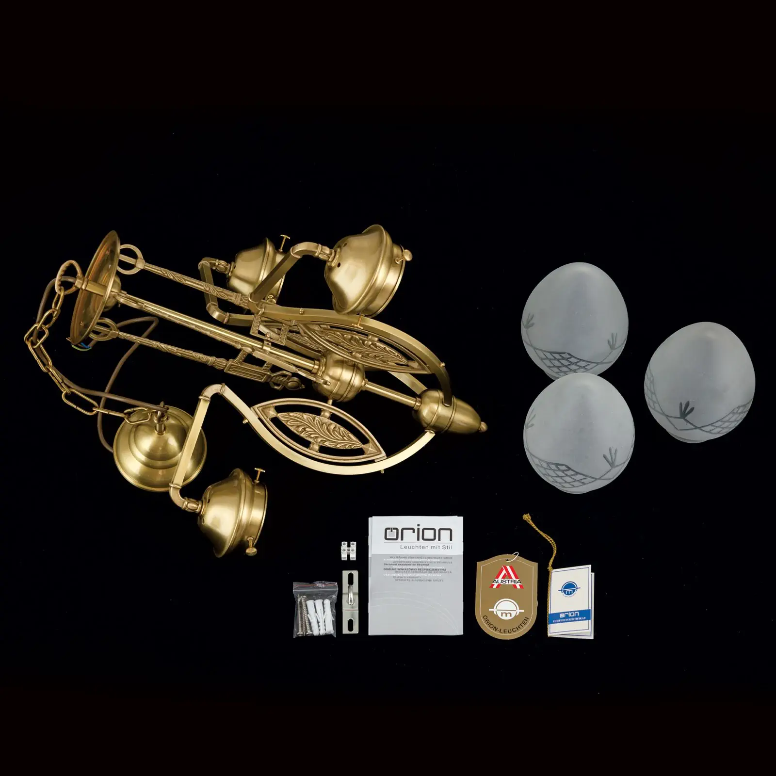 Luster BUDAPEST, 3 izvora svetla, bronza, sa prozirnim mat staklima - 8