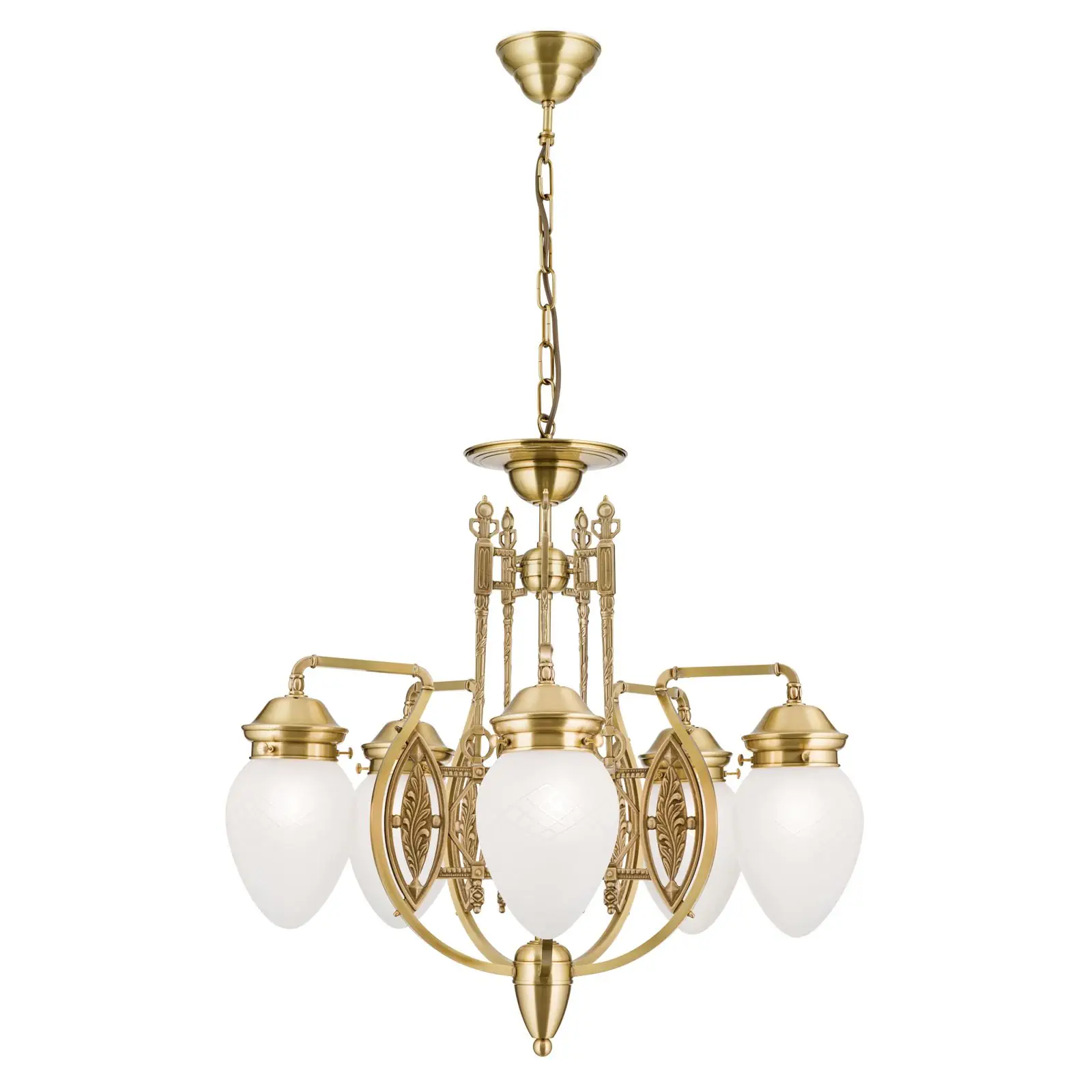 Luster BUDAPEST, 5 izvora svetla, bronza, sa prozirnim mat staklom - 4