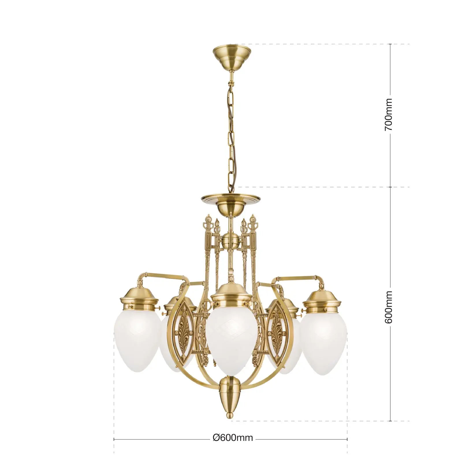 Luster BUDAPEST, 5 izvora svetla, bronza, sa prozirnim mat staklom - 7