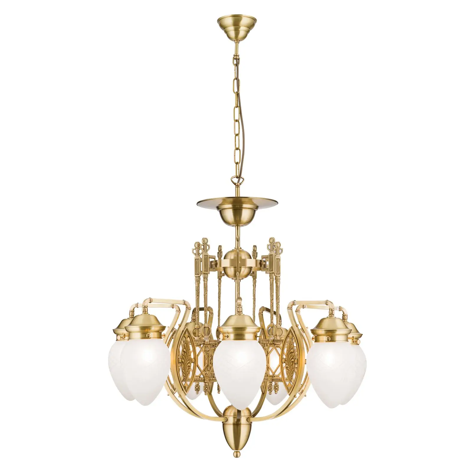 Luster BUDAPEST, 7 izvora svetla, zlato, sa prozirnim mat staklom - 4