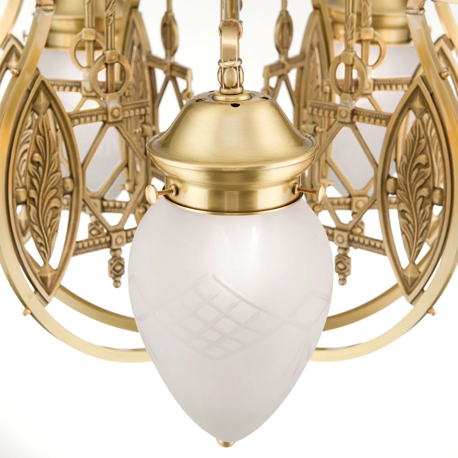 Luster BUDAPEST, 7 izvora svetla, zlato, sa prozirnim mat staklom - 5