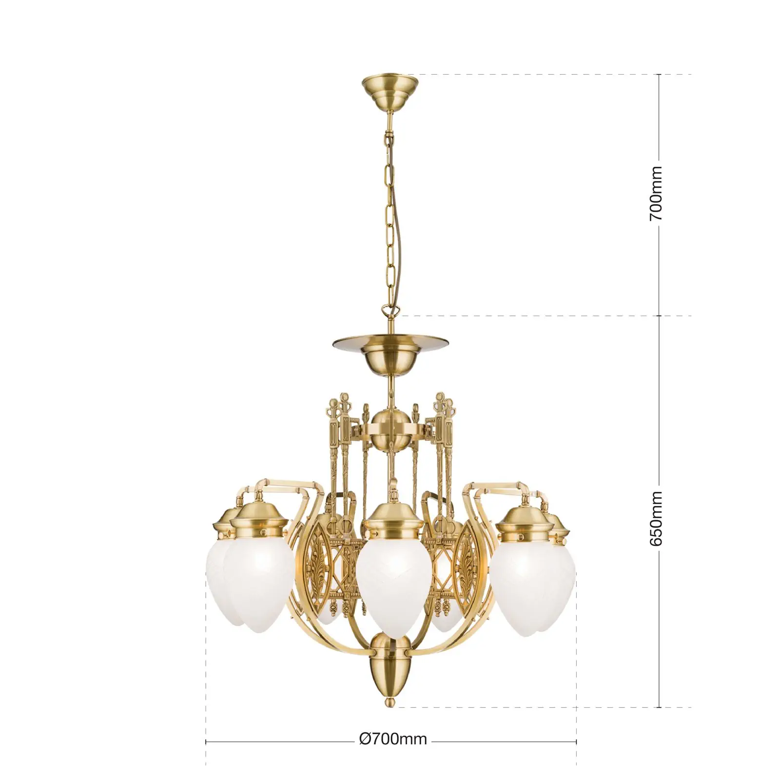 Luster BUDAPEST, 7 izvora svetla, zlato, sa prozirnim mat staklom - 7