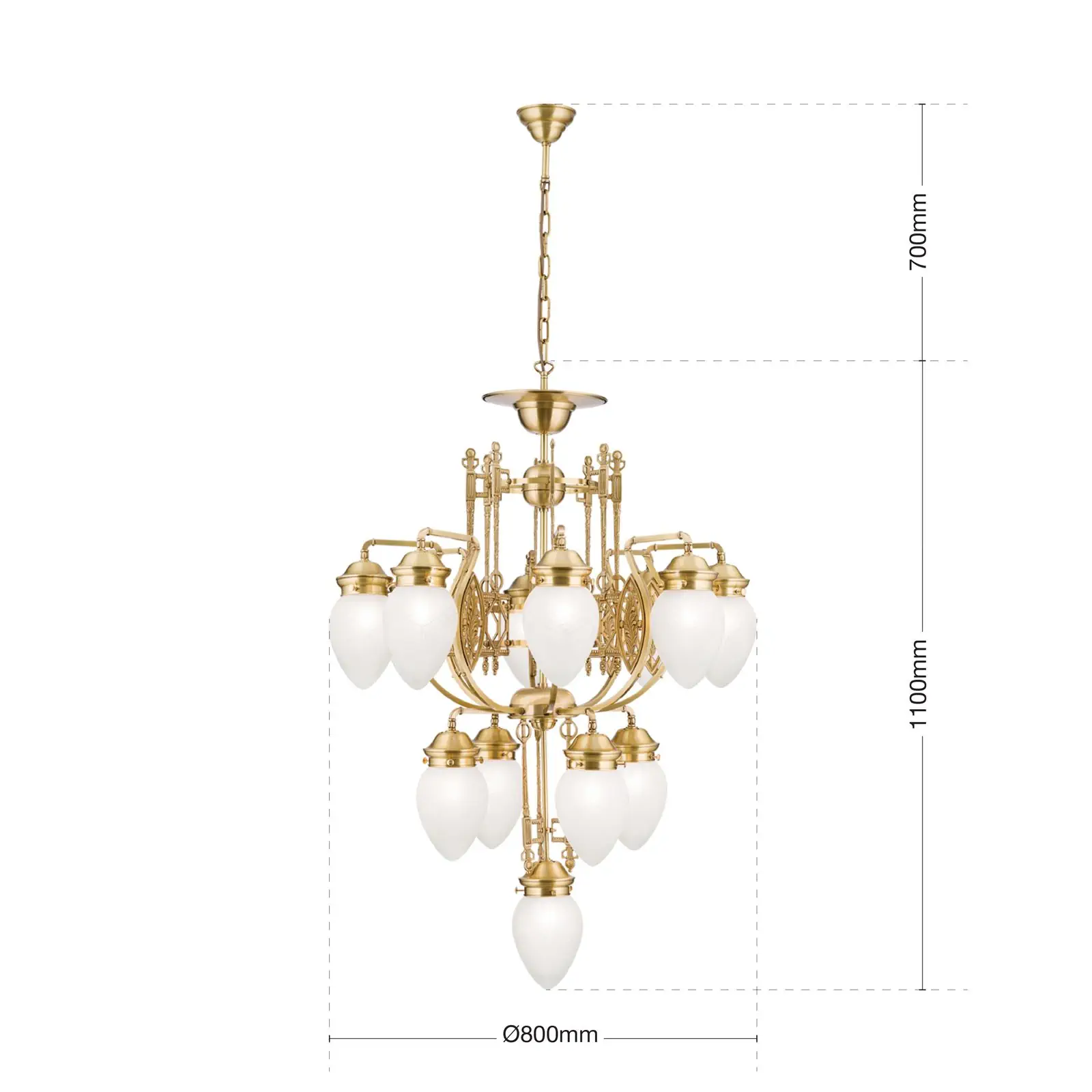 Luster BUDAPEST, 13 izvora svetla, bronza, sa prozirnim mat staklom - 7