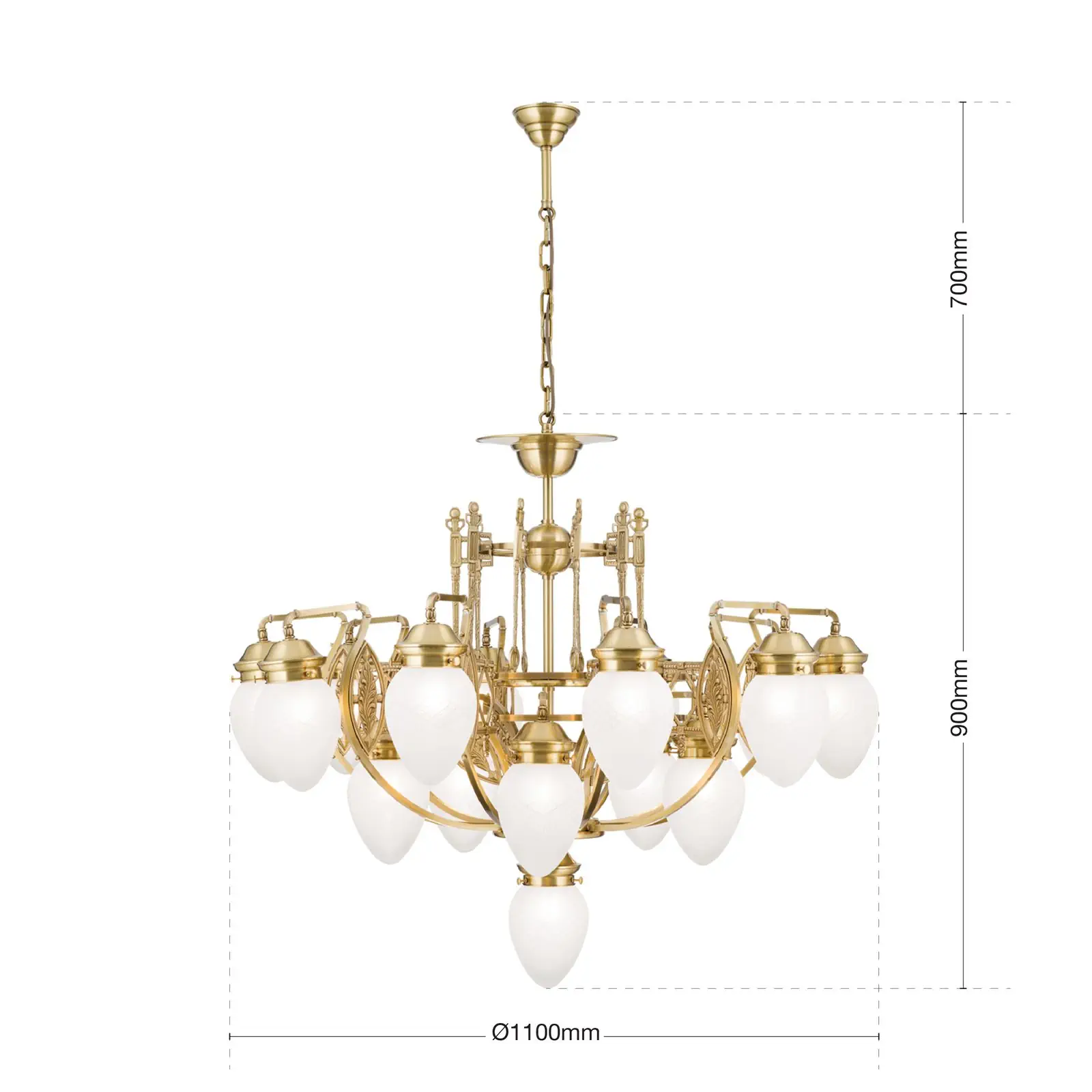 Luster BUDAPEST, 16 izvora svetla, bronza, sa prozirnim mat staklom - 7