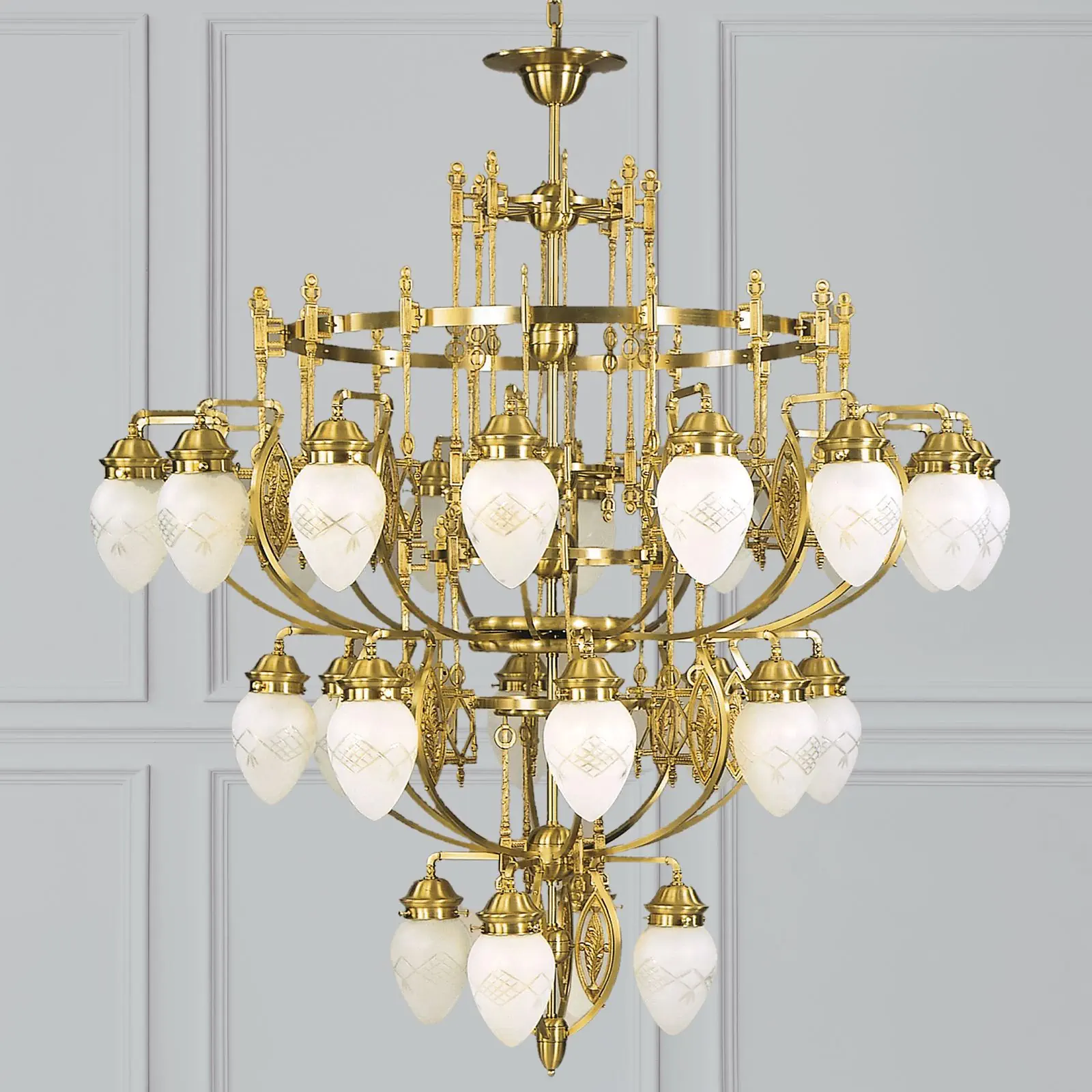 Luster BUDAPEST, 28 izvora svetla, bronza, sa prozirnim mat staklom