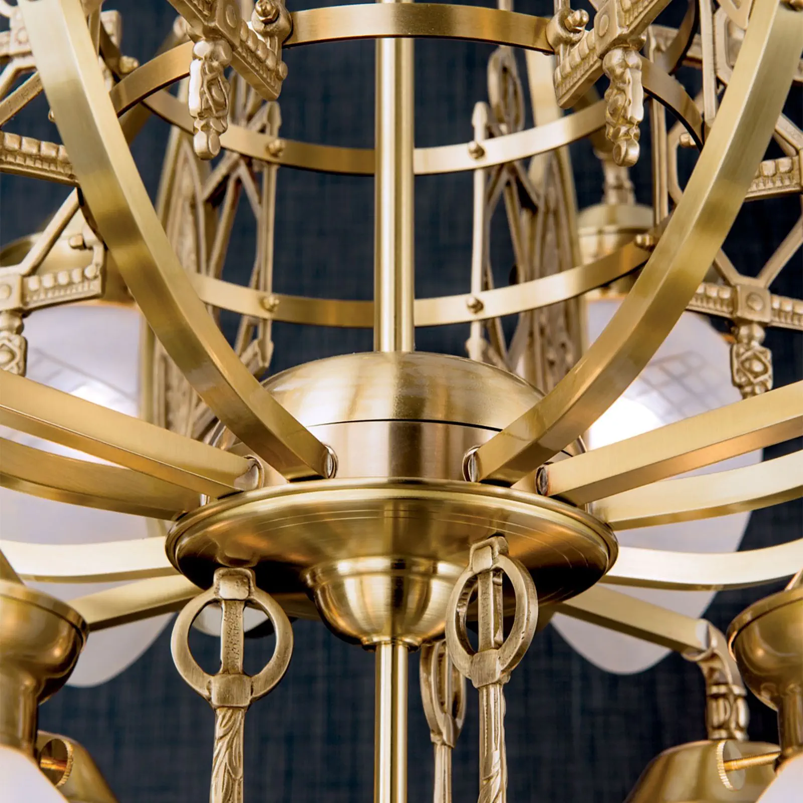 Luster BUDAPEST, 28 izvora svetla, bronza, sa prozirnim mat staklom - 3