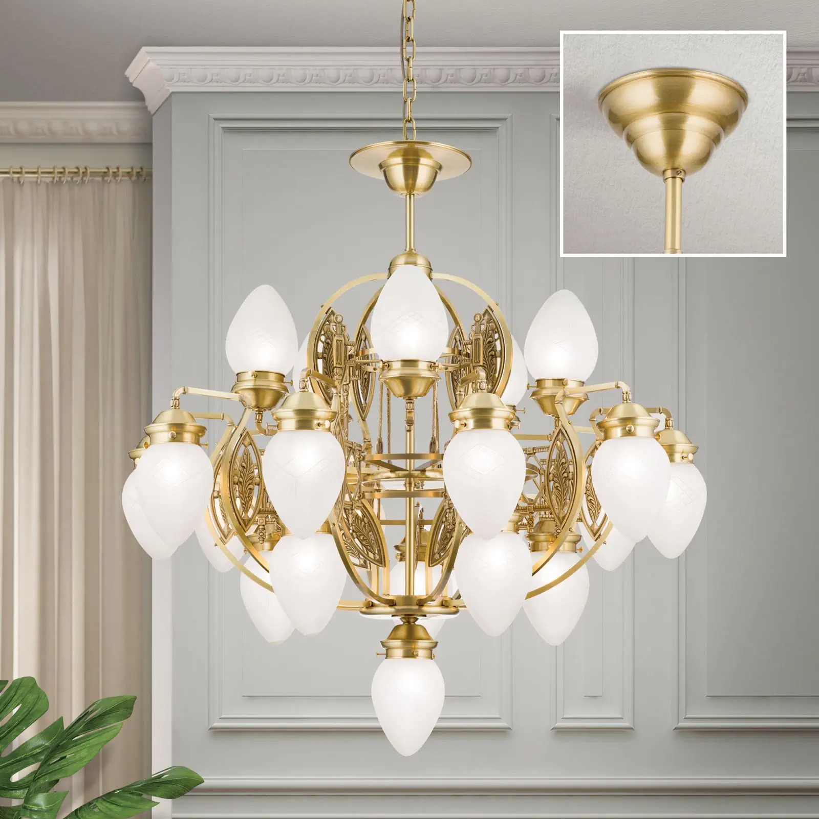 Luster BUDAPEST, 21 izvor svetla, bronza, sa prozirnim mat staklom - 2