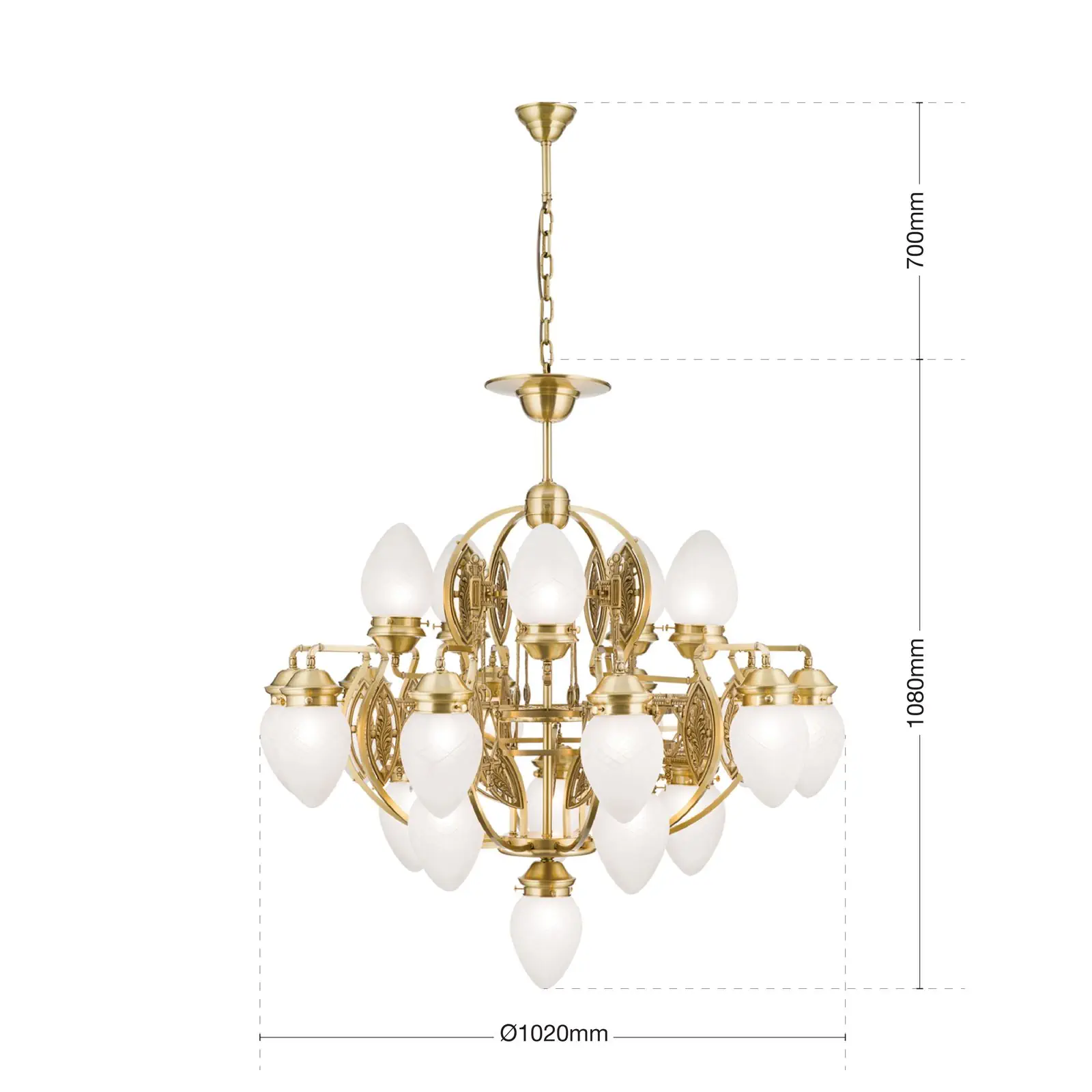 Luster BUDAPEST, 21 izvor svetla, bronza, sa prozirnim mat staklom - 7