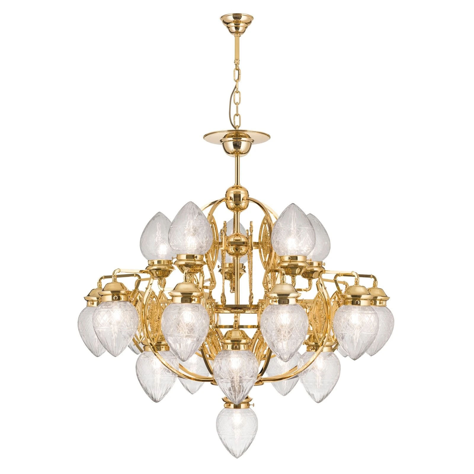 Luster BUDAPEST, 21 izvor svetla, 24-karatno pozlaćen, providno kristalno staklo - 4
