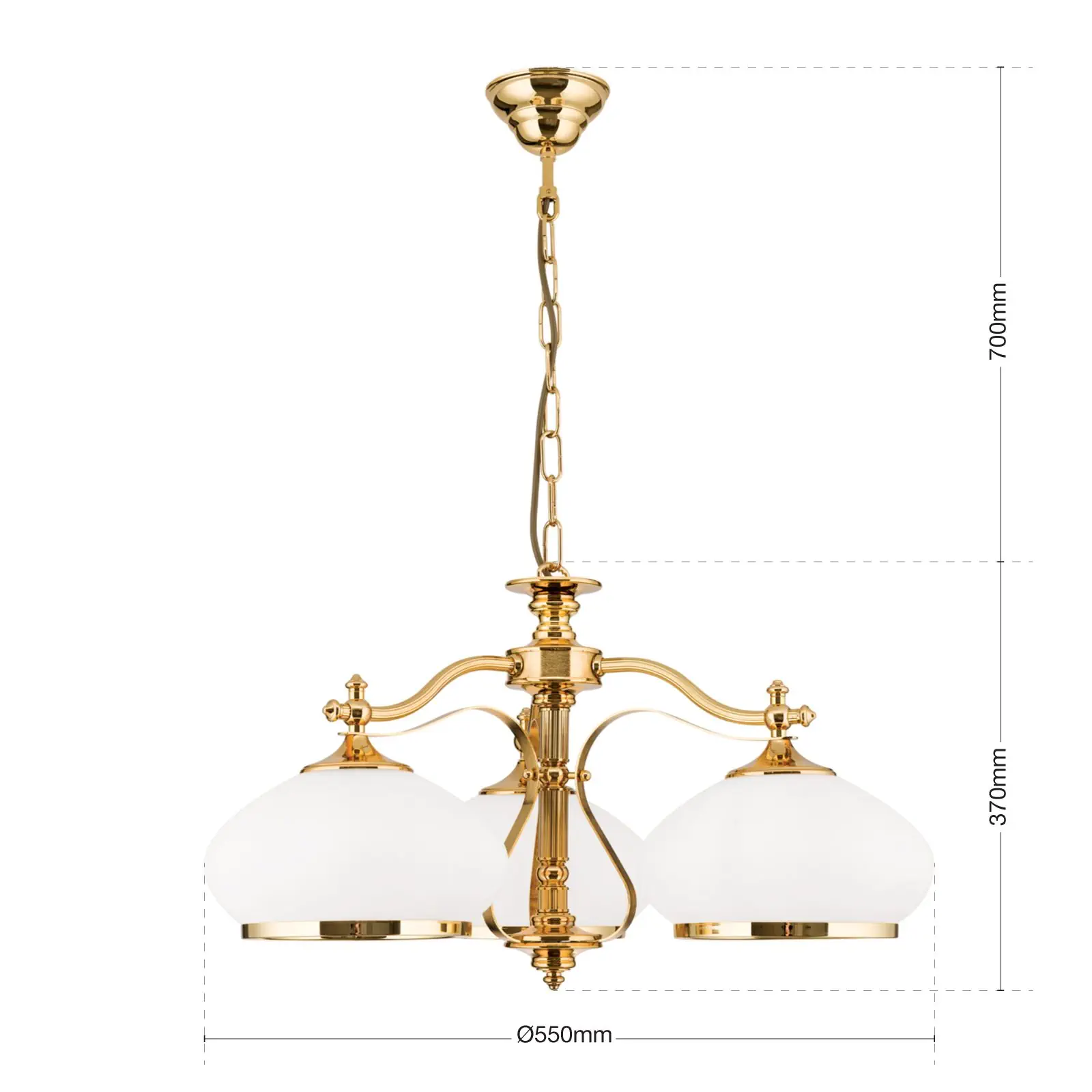 Luster EMPIRE, 3 svetla, zlato, sa opalno-zlatnim staklom - 7