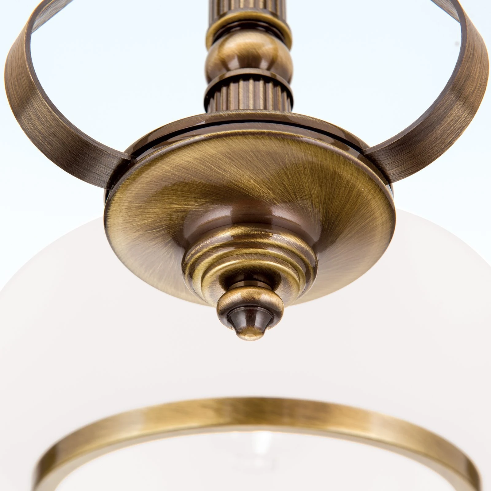 Luster EMPIRE, 3 svetla, antik mesing, opalno staklo (patina) - 5