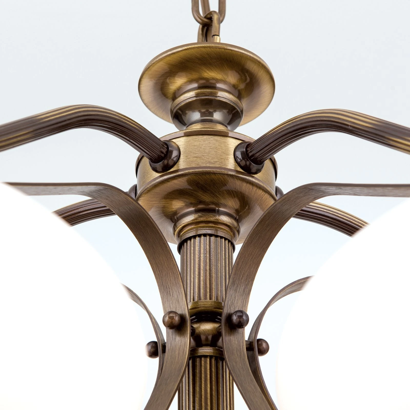 Luster EMPIRE, 5 svetla, antik mesing, opalno staklo (patina) - 5