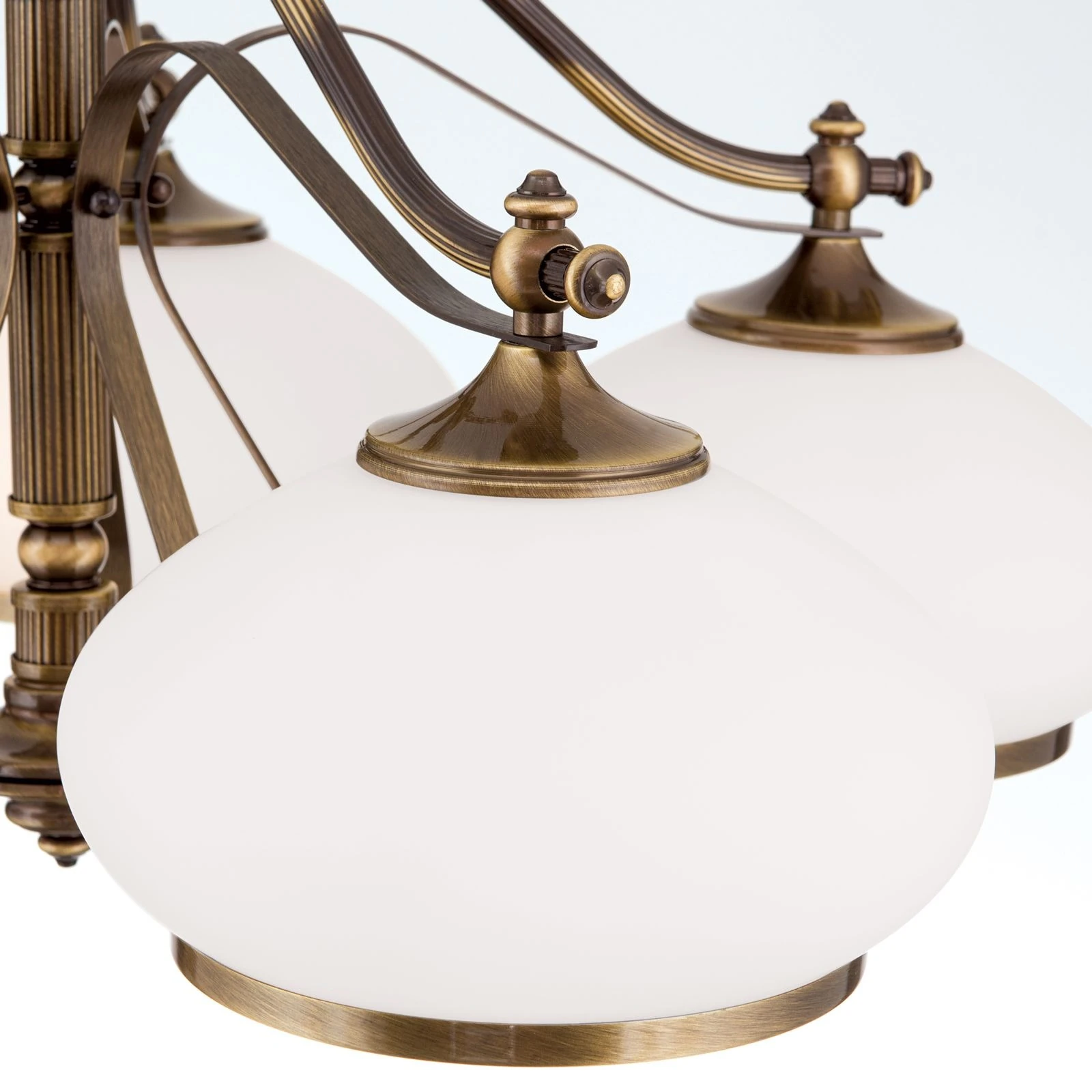 Luster EMPIRE, 5 svetla, antik mesing, opalno staklo (patina) - 6