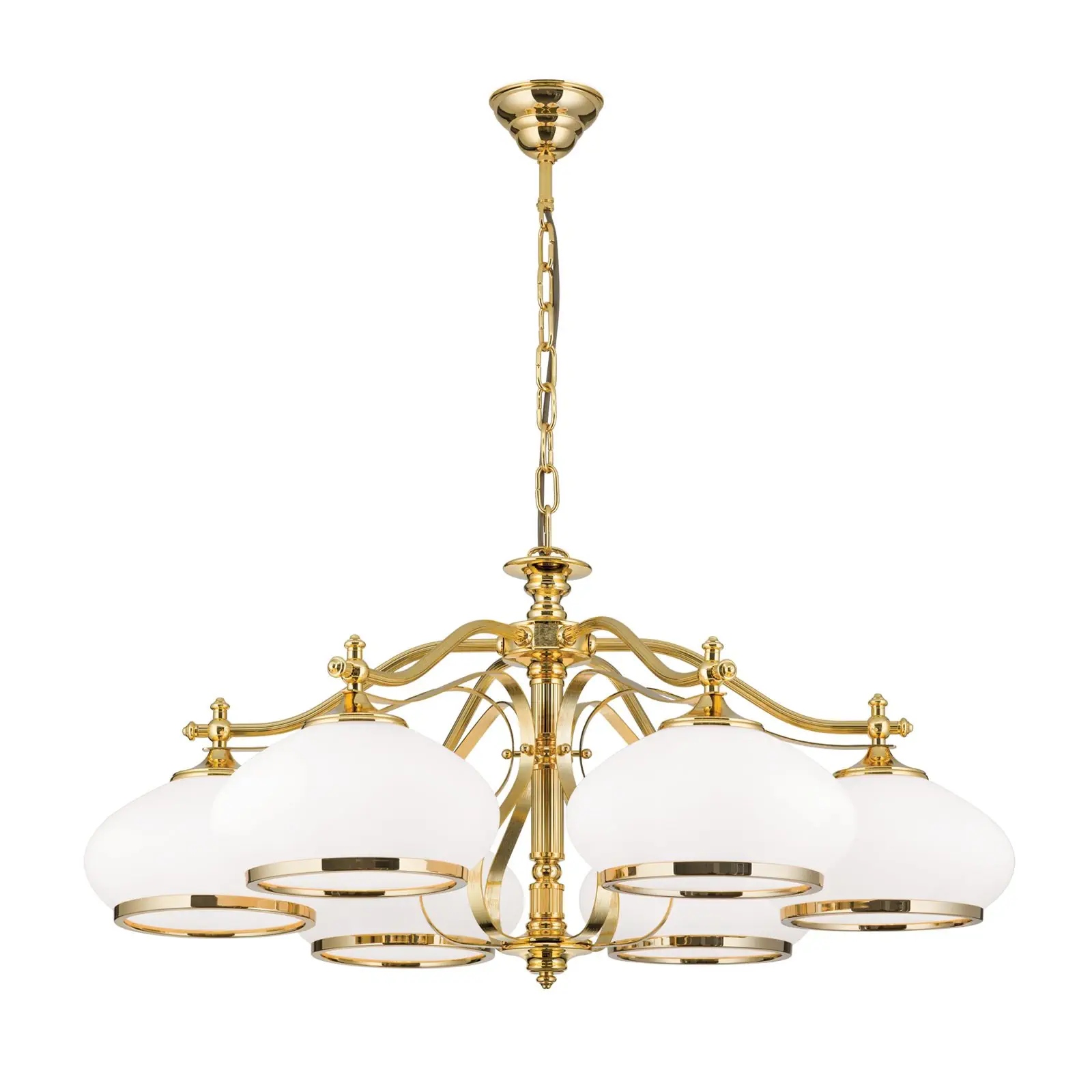 Luster EMPIRE, 6 svetala, zlato, sa opalno-zlatnim staklom - 4