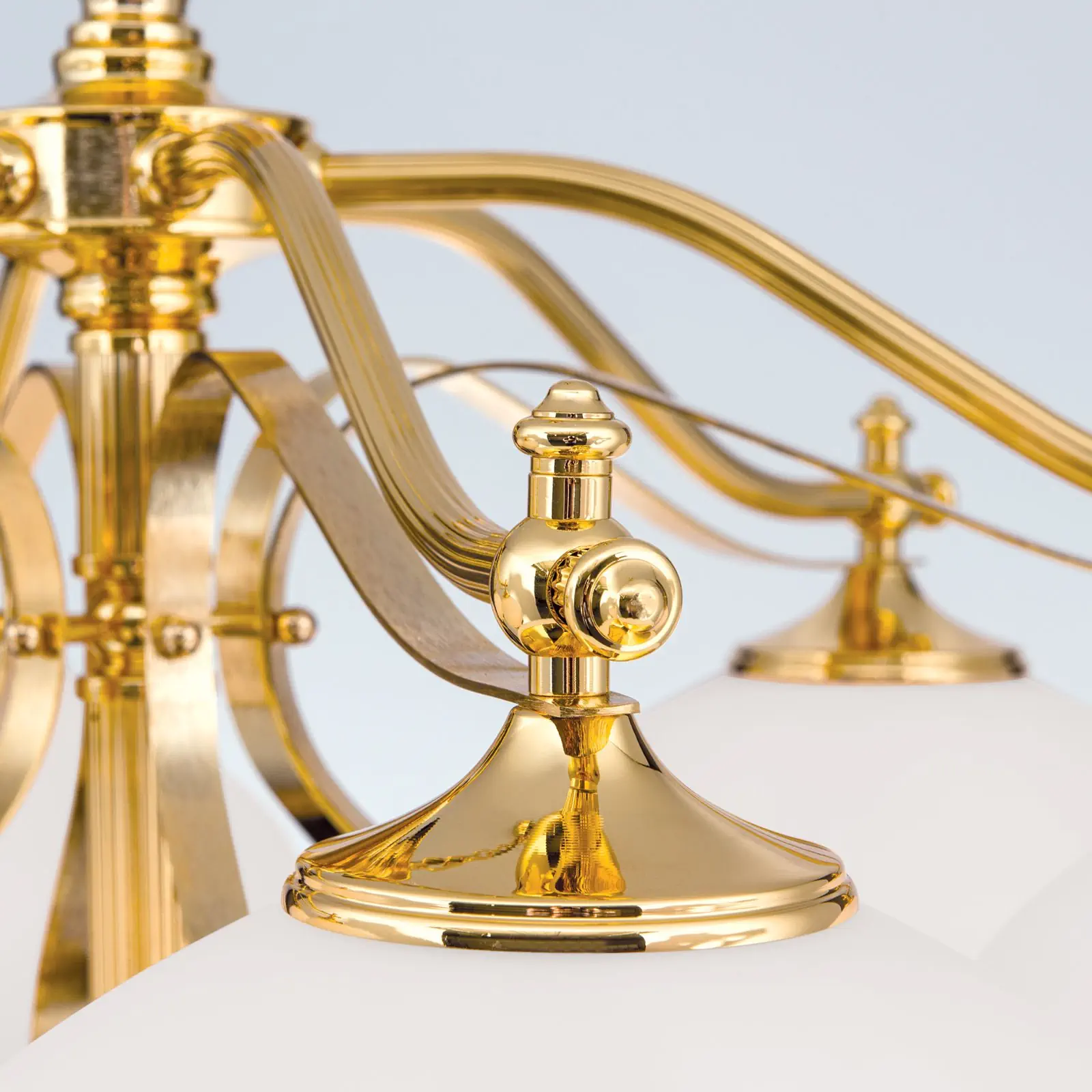 Luster EMPIRE, 6 svetala, zlato, sa opalno-zlatnim staklom - 5