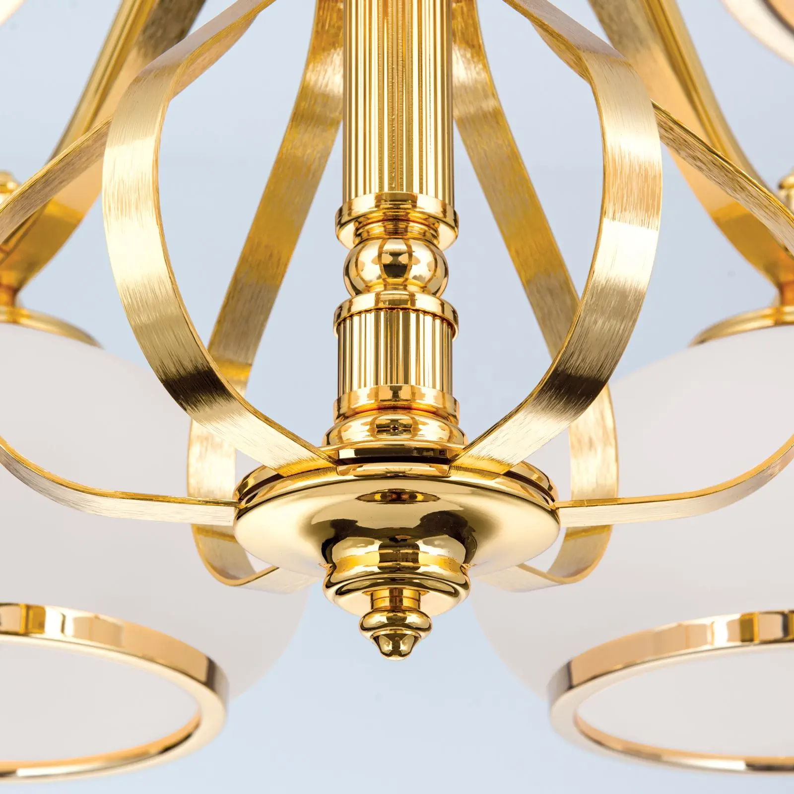 Luster EMPIRE, 6 svetala, zlato, sa opalno-zlatnim staklom - 6