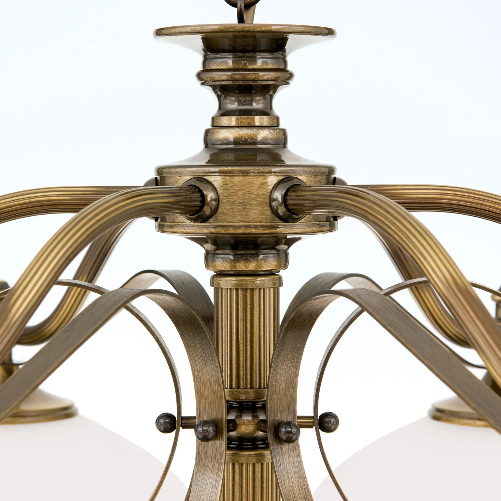 Luster EMPIRE, 6 svetla, antik mesing, opalno staklo (patina) - 5