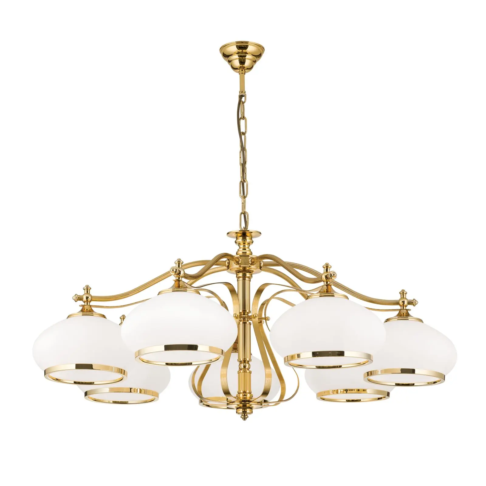 Luster EMPIRE, 7 svetala, zlato, sa opalno-zlatnim staklom - 4