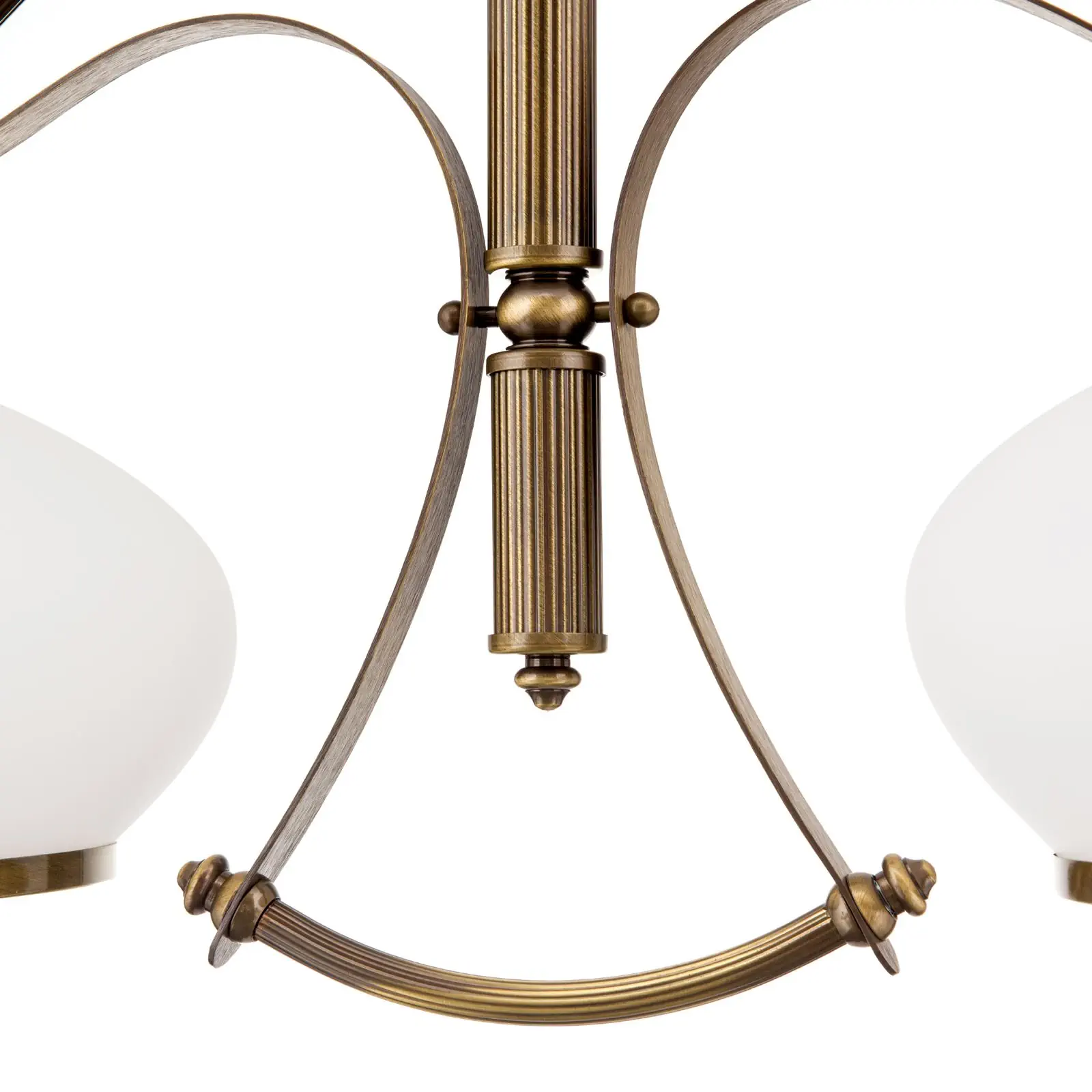 Luster EMPIRE, antik mesing završna obrada, sa 2 opalna stakla i sistemom sa tegom - 5