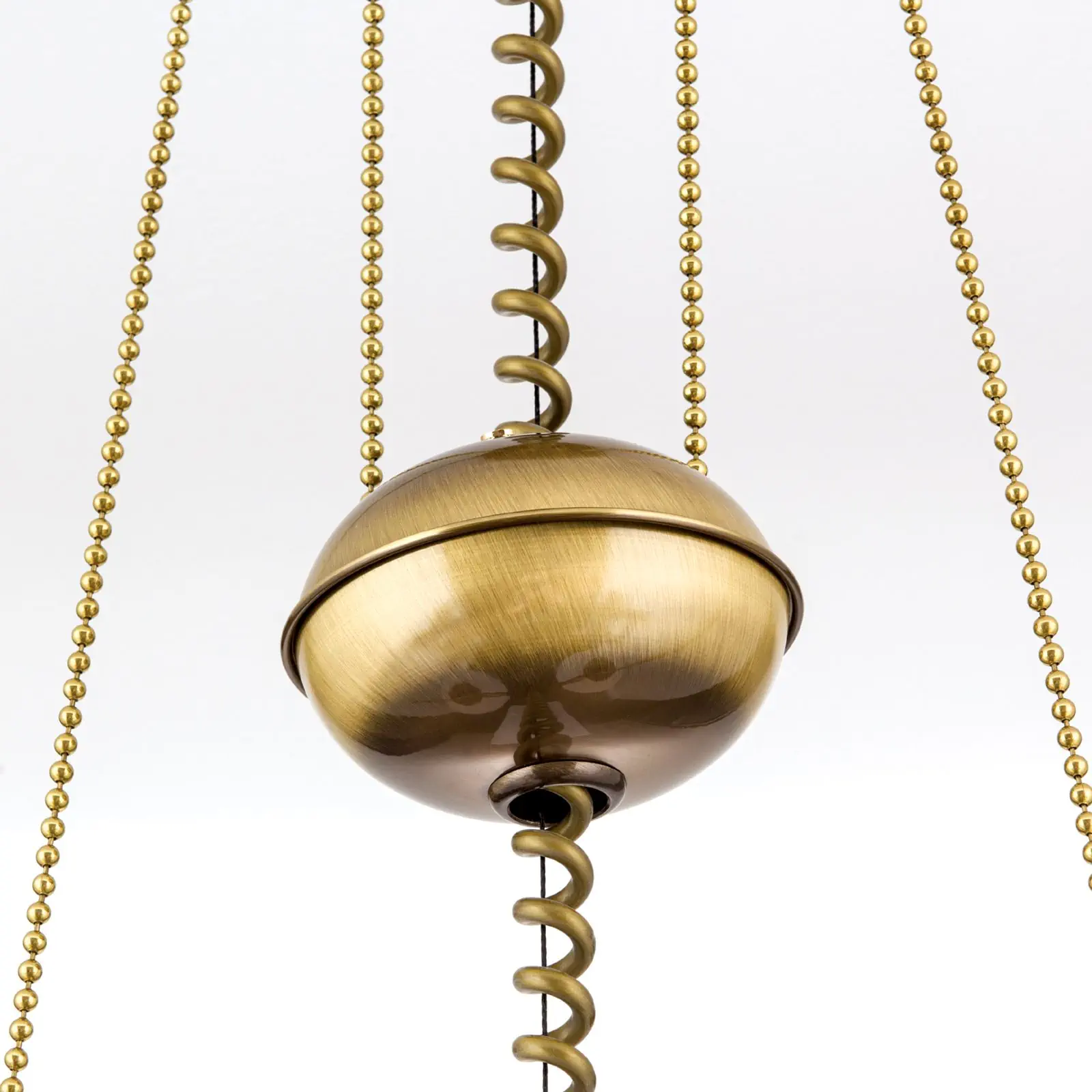 Luster EMPIRE, antik mesing završna obrada, sa 2 opalna stakla i sistemom sa tegom - 6