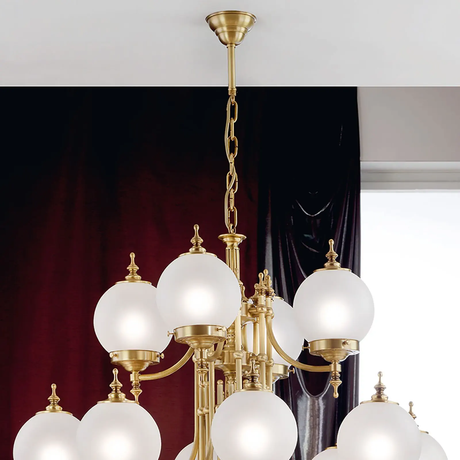 Luster 1510 OBJEKTDESIGN, 32 izvora svetla, bronza, sa matiranim staklom - 2